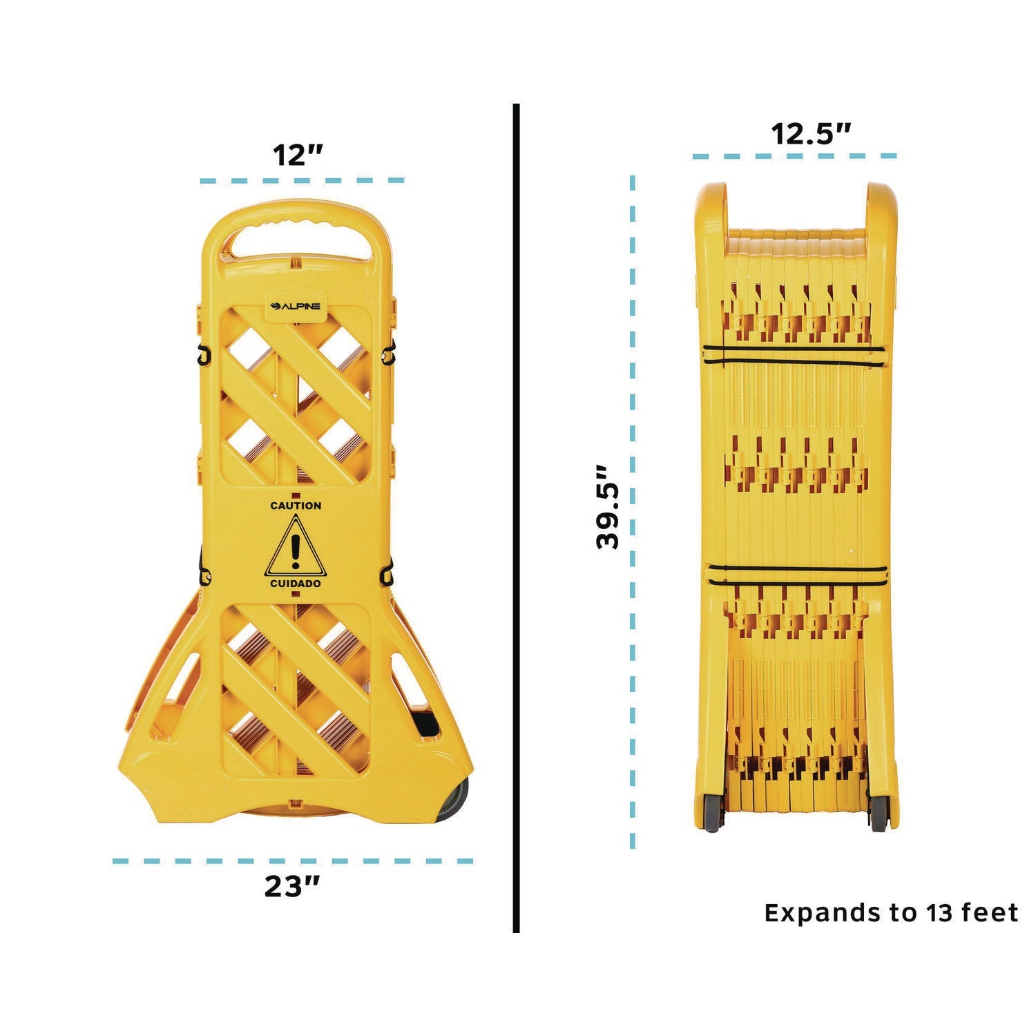 Alpine Industries Expandable Portable Fence Barrier - 6ft Safety Barricade with Interlocking Panels, Heavy Duty Plastic Construction (Yellow) - Ideal for Crowd Control, Event Security & Construction Site Safety