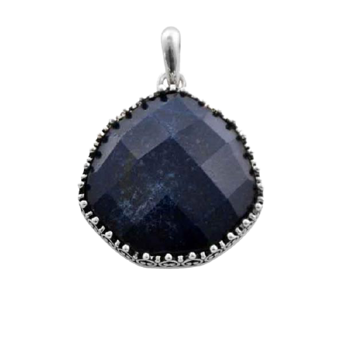 Barse Faceted Navy Quartz Pendant Necklace - Elegant Blue Gemstone Jewelry for Women - Perfect for Parties, Weddings & Everyday Wear