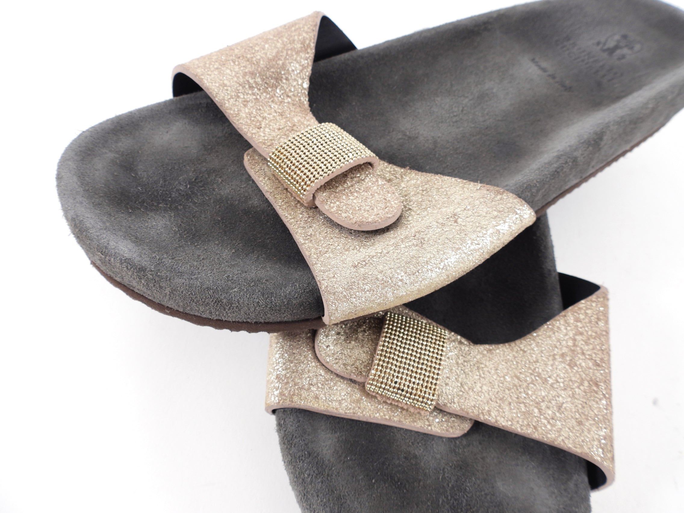 Brunello Cucinelli Women's Monili Gold Leather Sandal Slides Size 37 - Luxury Summer Casual Shoes for Beach, Vacation & Everyday Wear