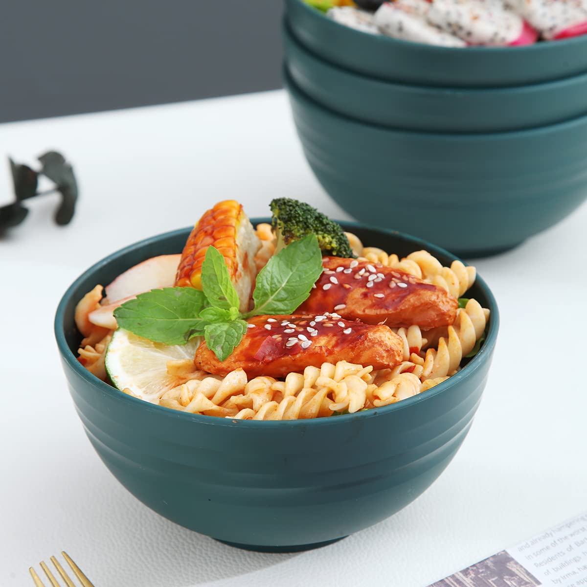 Kyraton 4-Piece Unbreakable Cereal Bowls - Microwave & Dishwasher Safe for Soup, Salad, Snacks