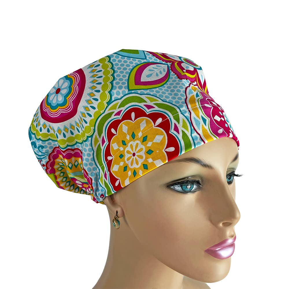 European Style Ponytail Scrub Hats for Women & Nurses - No Ribbon Bouffant Surgical Caps - Unisex Medical Hats in Multicolor - Perfect for Hospitals, Clinics & Healthcare Professionals