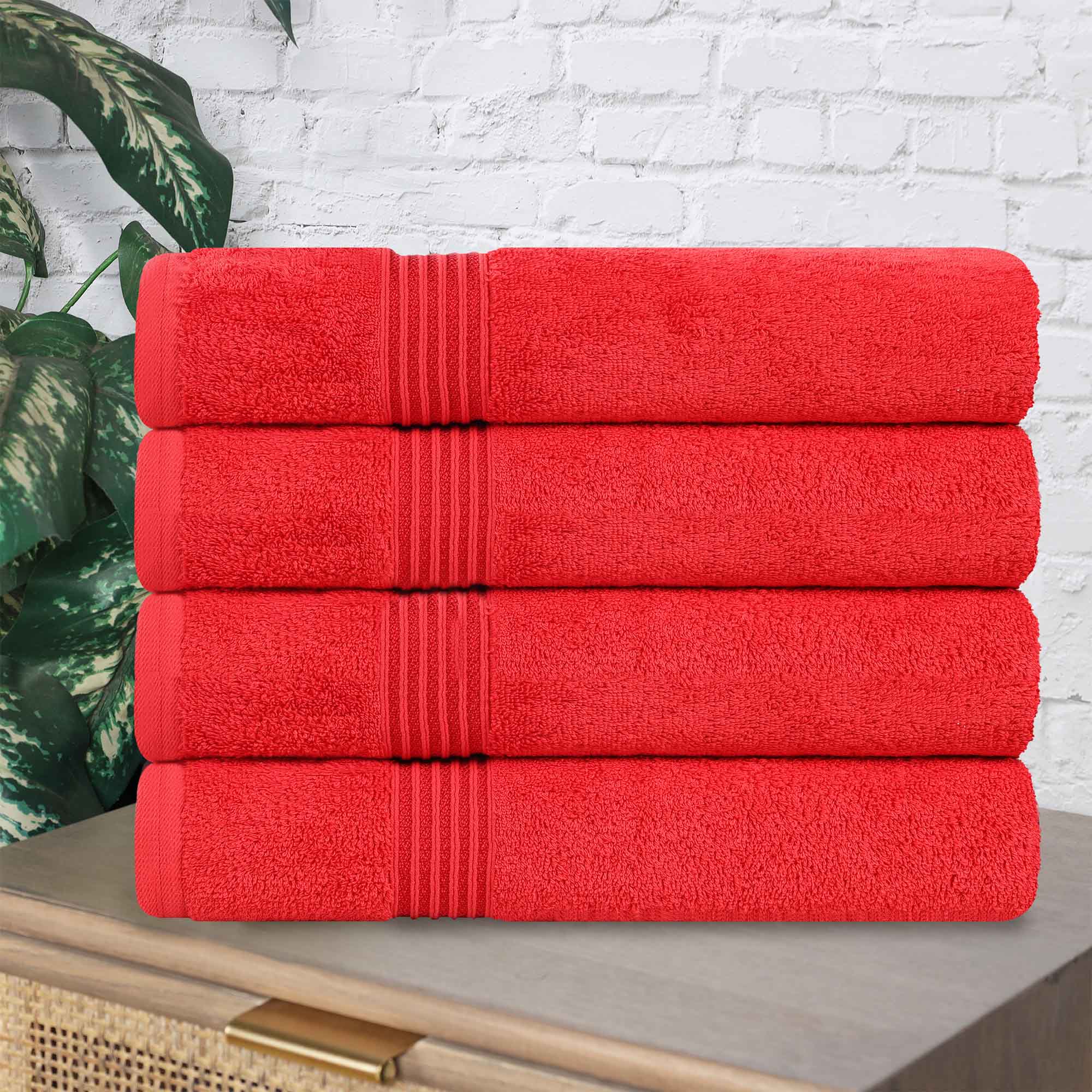 Premium Egyptian Cotton Bath Towel Set of 4 - Ultra Soft & Highly Absorbent Luxury Towels for Spa, Bathroom & Beach Use