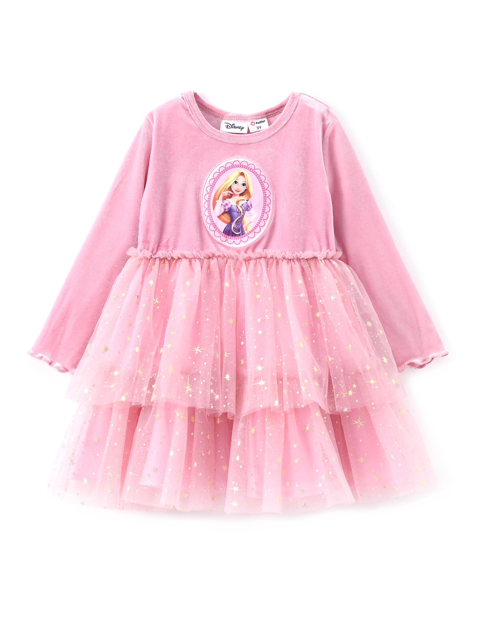 Disney Princess Toddler Girl Flutter Sleeve Tulle Dress - Birthday Party Costume, Fairy Tale Dress Up, Photo Shoot & Special Occasion Outfit
