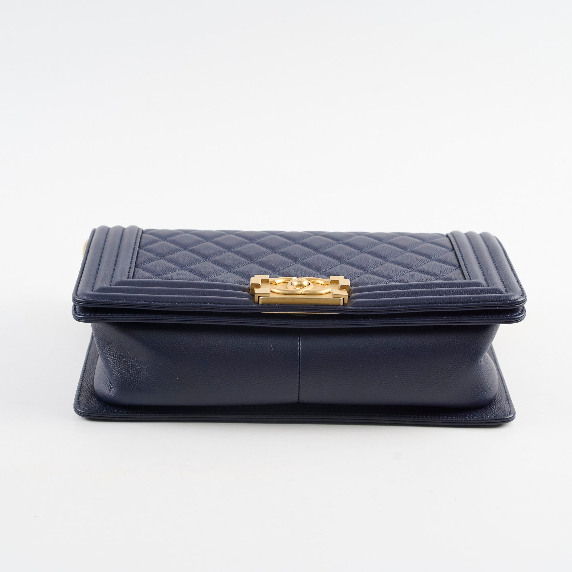 Chanel Boy Old Medium Flap Bag in Navy Caviar Leather - Perfect for Evening Events & Luxury Fashion Accessories