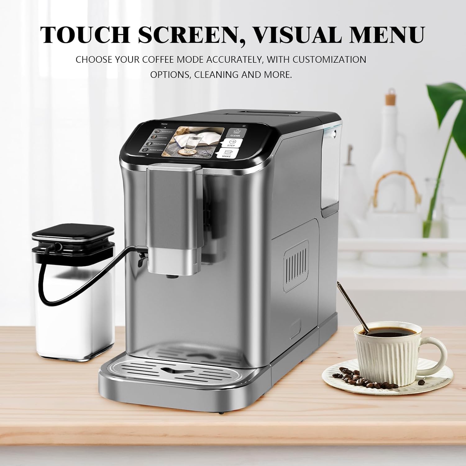 20 Bar Semi-Automatic Espresso Machine with Built-in Grinder & Milk Frother - Professional Coffee Maker with 95oz Removable Water Tank (Grey/Silver) - Perfect for Home Baristas & Coffee Shops