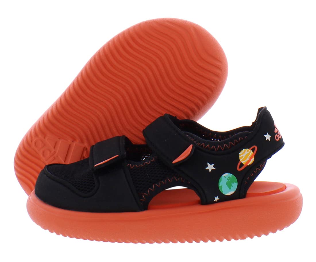 Adidas Water Sandals for Baby Boys - Size 8, Black/Orange - Comfortable & Durable Beach & Pool Shoes for Toddlers