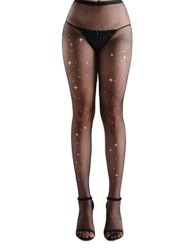 1 Pair Black Fishnet Sparkly