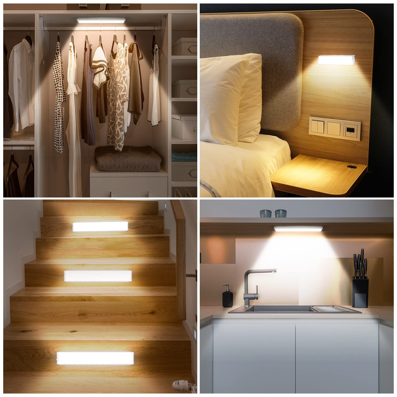 Alivation 38 LED Closet Lights - Wireless Battery Operated Under Cabinet Lighting with Remote, 1500mAh USB Rechargeable Motion Sensor Lights (5 Pack, Dimmable) - Perfect for Closets, Kitchens, Garages & Indoor Spaces