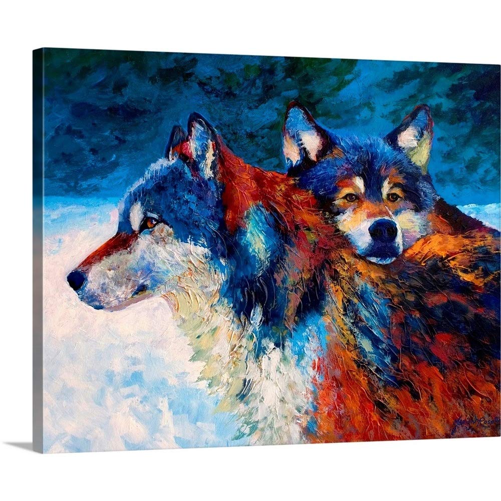 Wolf Canvas Wall Art Print - Handmade Wolf Painting for Home Decor, Living Room, Bedroom & Office | Nature Wildlife Artwork