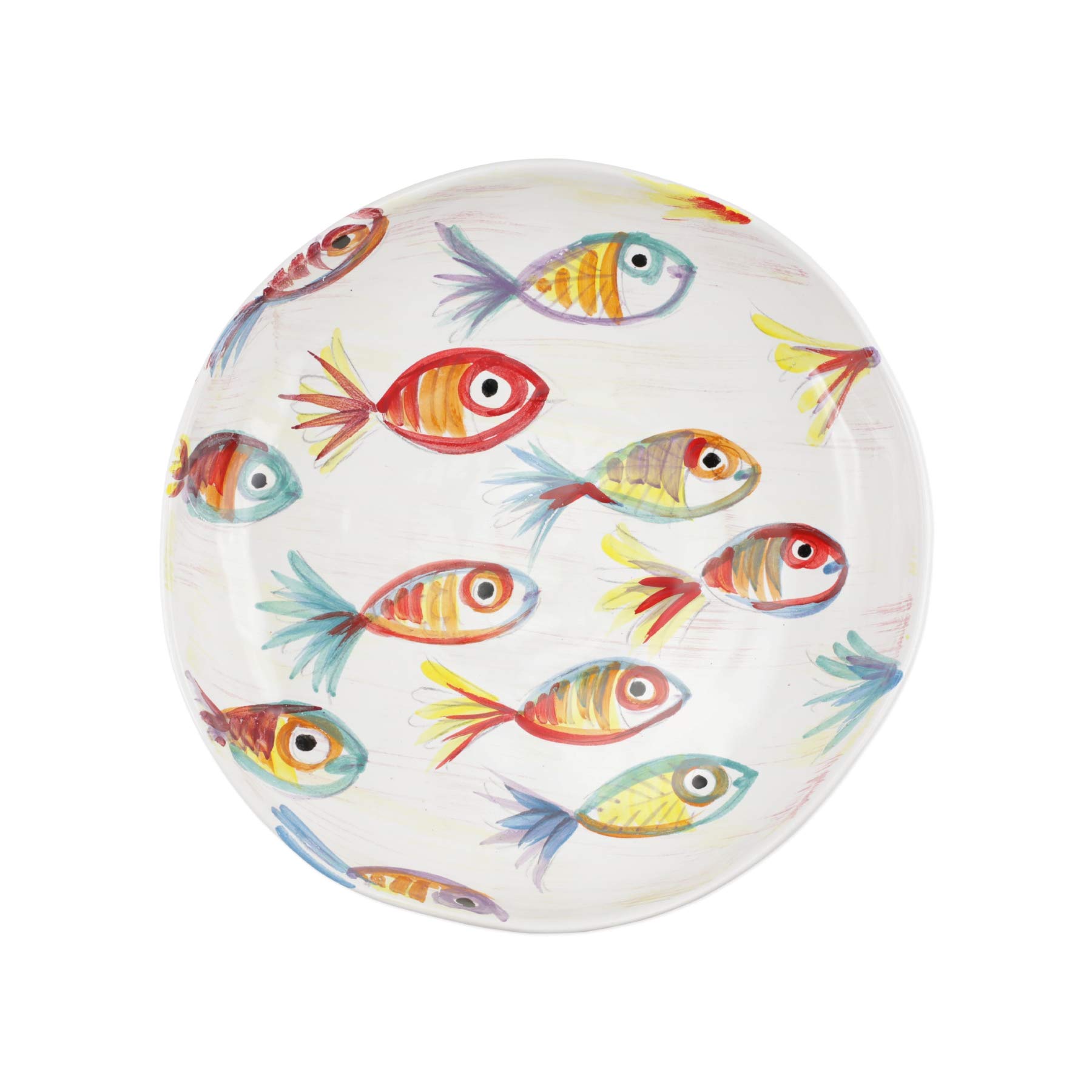 Vietri Pesci Colorati Shallow Bowl - Handcrafted Italian Ceramic Serving Dish for Dinner Parties | Elegant Appetizer & Dessert Bowl for Entertaining