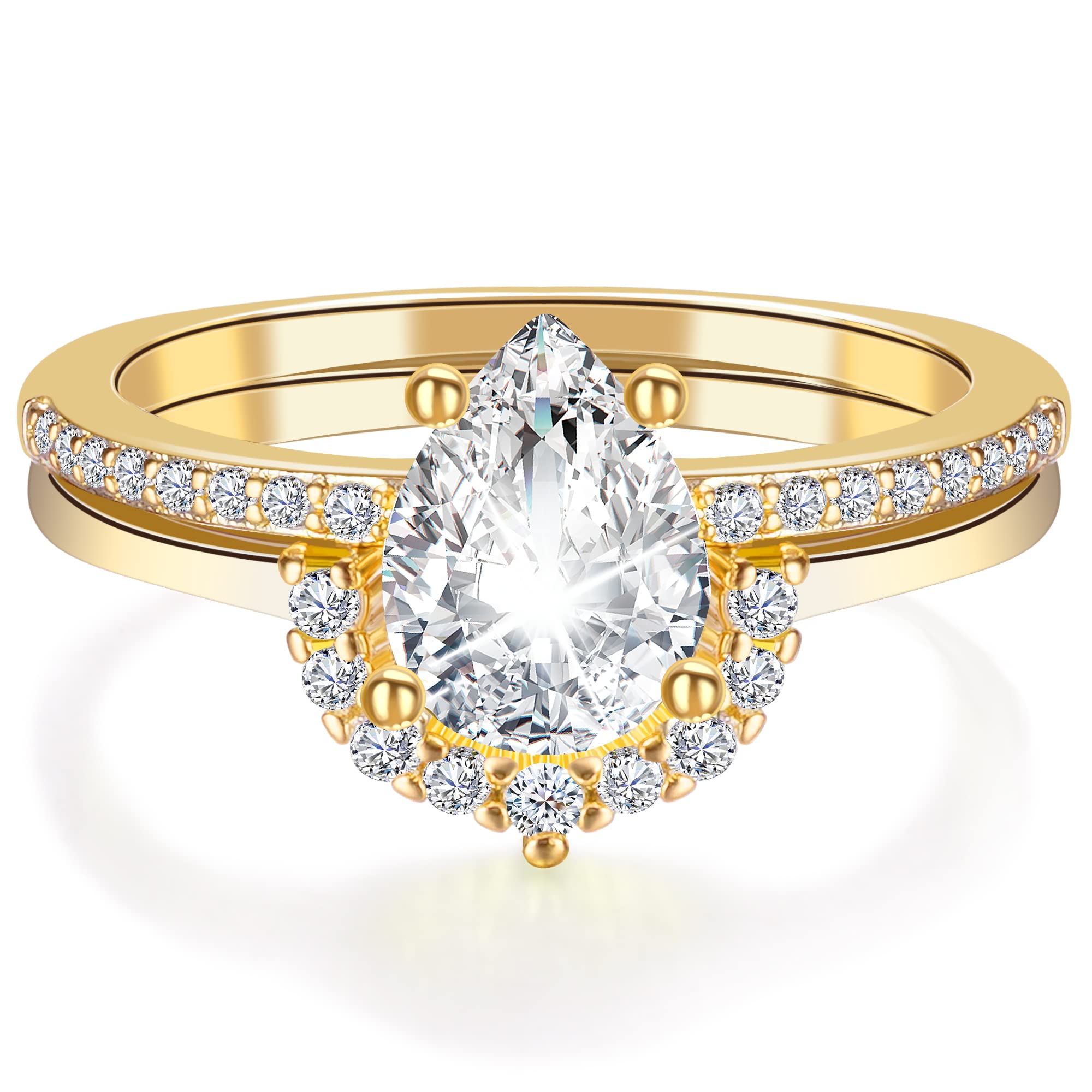 JSJOY Women's Engagement Ring Set - Cubic Zirconia Wedding Band & Promise Ring for Her (Size 5-9) - Perfect Anniversary, Valentine's Day & Proposal Gift | Elegant Bridal Jewelry for Everyday Wear & Special Occasions