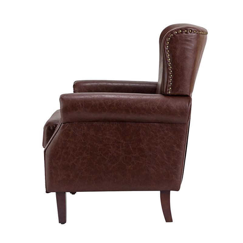 Luna Faux Leather Armchair - Modern PU Leather Accent Chair for Living Room, Bedroom & Office - Comfortable Mid-Century Style Lounge Chair with Sturdy Metal Legs