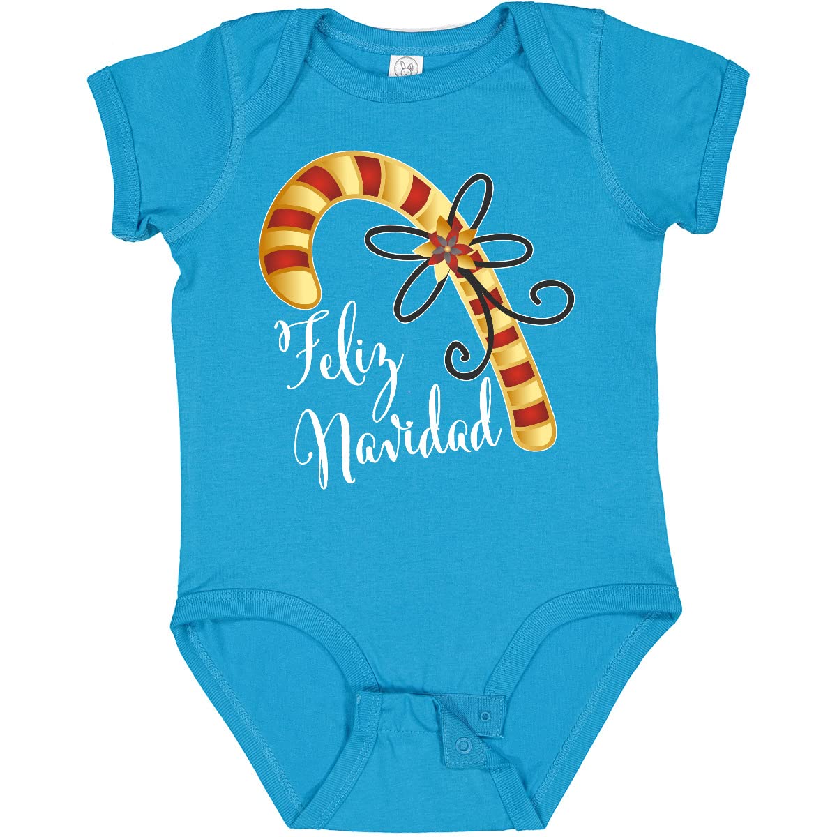 Inktastic Feliz Navidad Red and Gold Candy Cane Baby Bodysuit - Christmas Holiday Outfit for Infants, Newborns & Toddlers - Perfect for Family Photos, Holiday Parties & Festive Celebrations