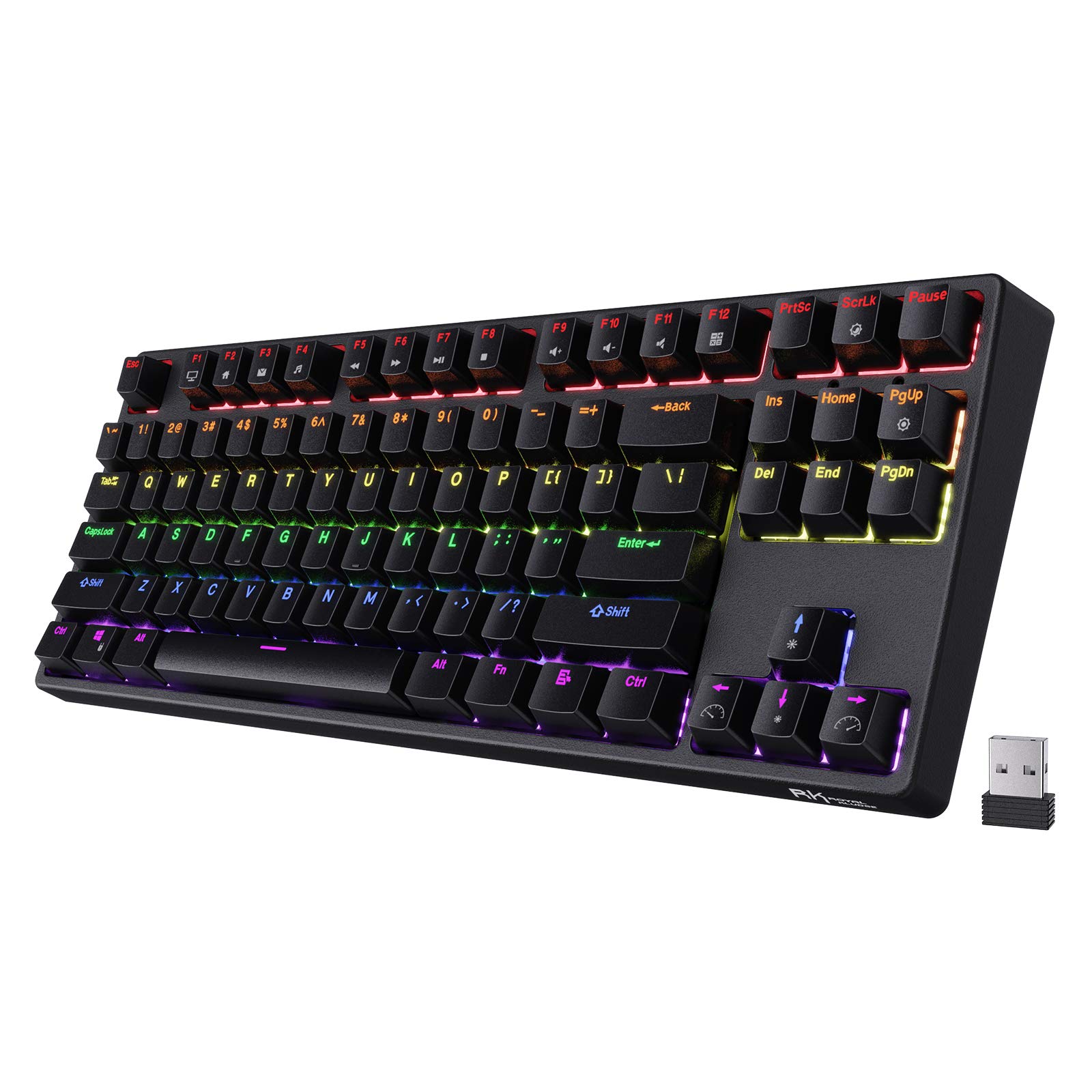RK ROYAL KLUDGE RK87 Wireless Mechanical Gaming Keyboard - 87 Keys, RGB, Brown Switches for PC Gaming & Office Work
