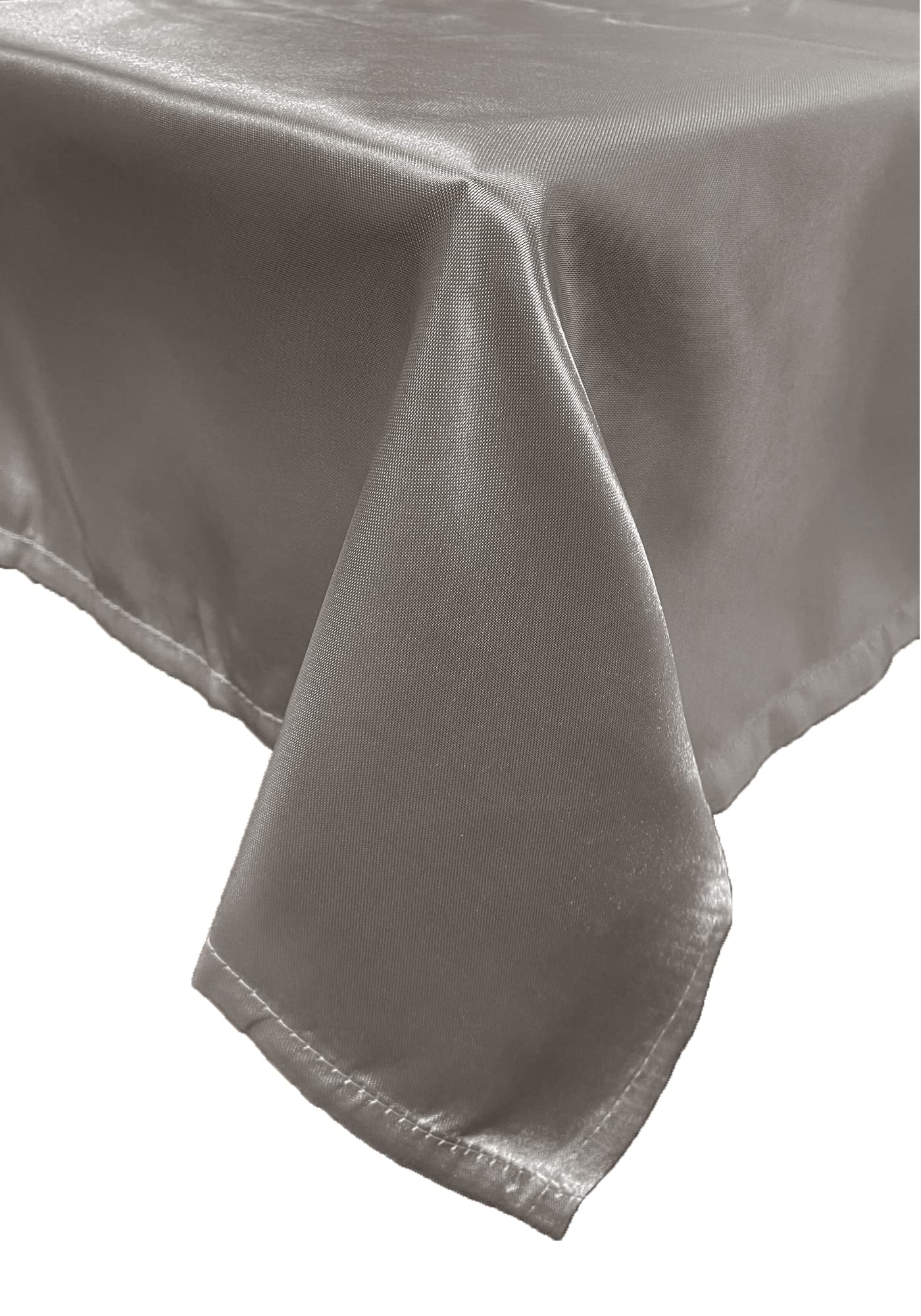 60 x 102 Inch Dark Silver Satin Tablecloth - Rectangular Shiny Table Linens for 6 ft Tables - Perfect for Weddings, Banquets & Formal Dining Events