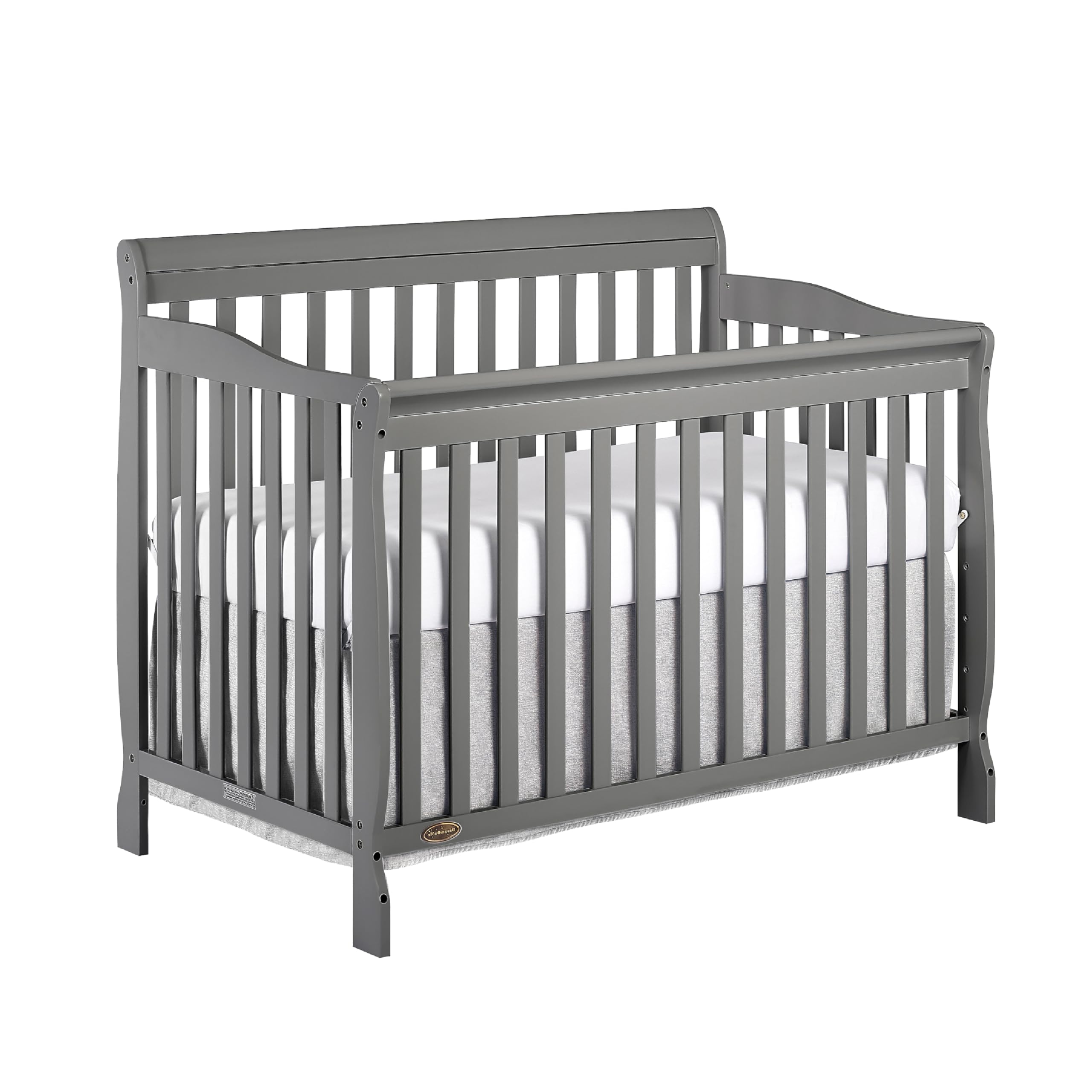 Dream On Me Ashton 4-in-1 Convertible Crib - Storm Grey | GREENGUARD Gold & JPMA Certified | Non-Toxic Solid Pinewood | 4 Adjustable Mattress Heights | Nursery & Baby Room Essential