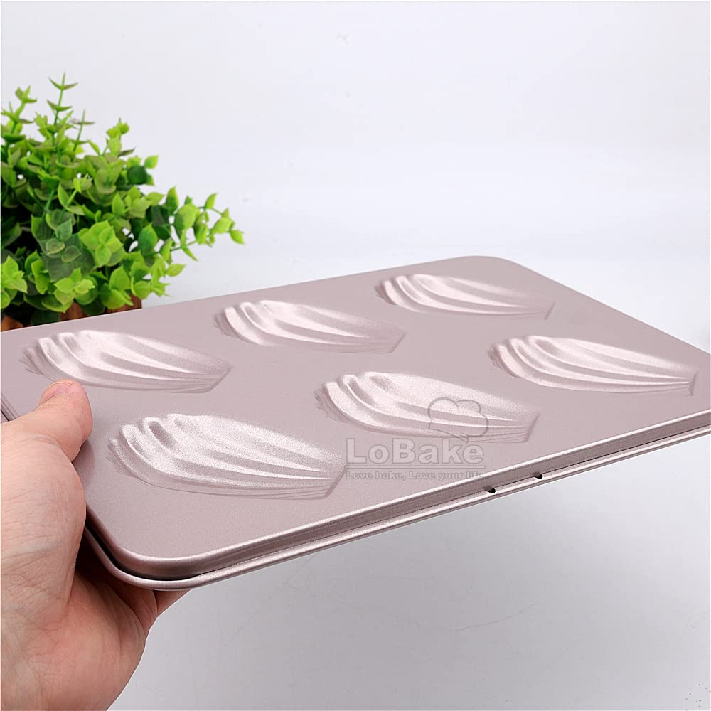 6-Cup Champagne Gold Shell-Shaped Madeleine Baking Pan - Non-Stick Bread Molds for French Pastries, DIY Home Kitchen & Bakery Supplies - Perfect for Tea Parties, Holiday Baking & Gift Giving