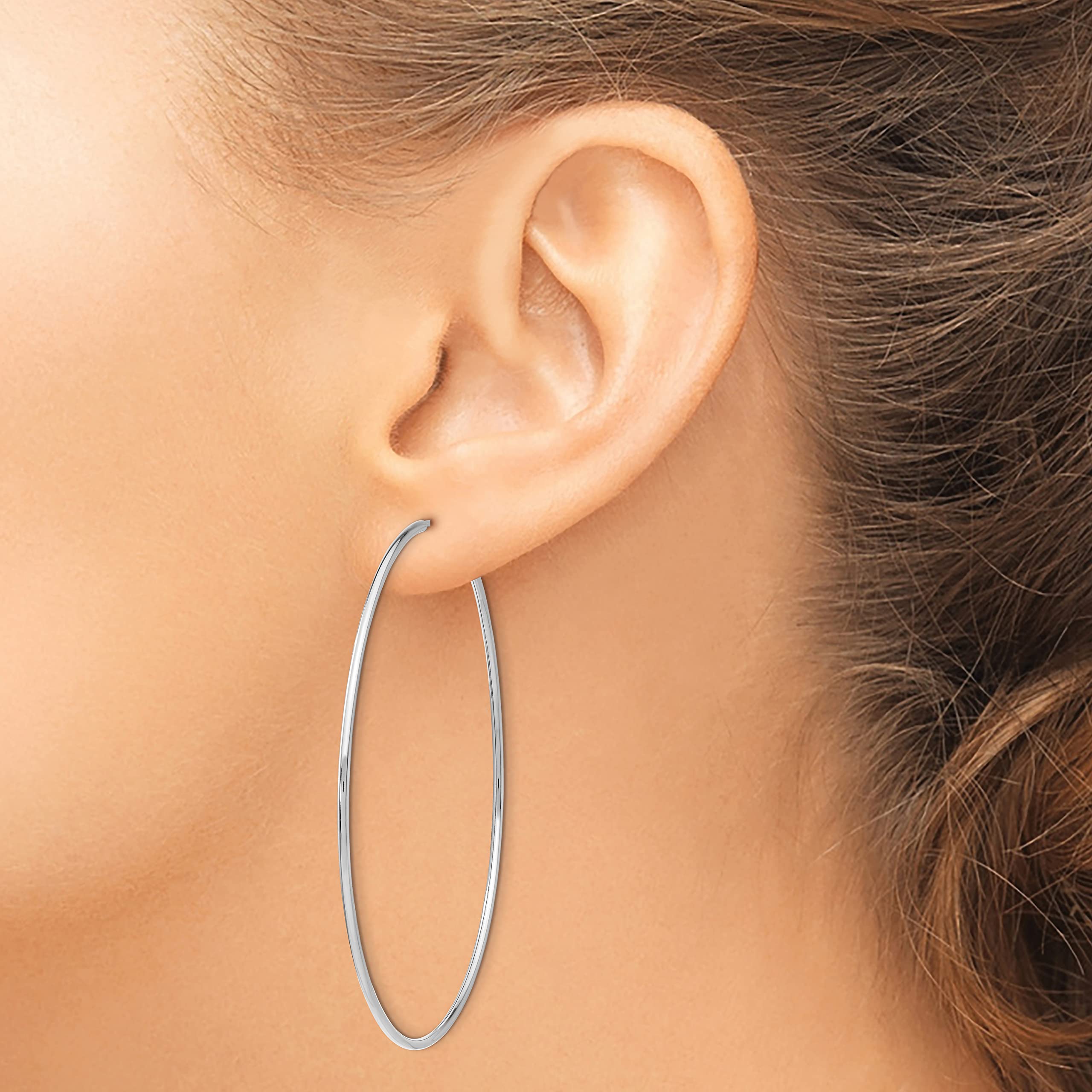 14K Solid White Gold Endless Tube Round Extra Large Hoop Earrings for Women - Elegant Statement Jewelry for Parties, Weddings & Everyday Wear