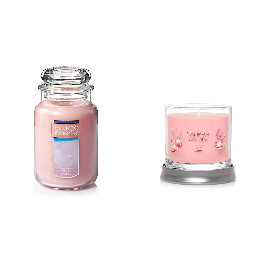 Yankee Candle Pink Sands Scented Candle Set - 22oz Large Jar & 4.3oz Small Tumbler - Single Wick Candles with 20+ Hours Burn Time - Perfect for Home Decor, Relaxation & Aromatherapy