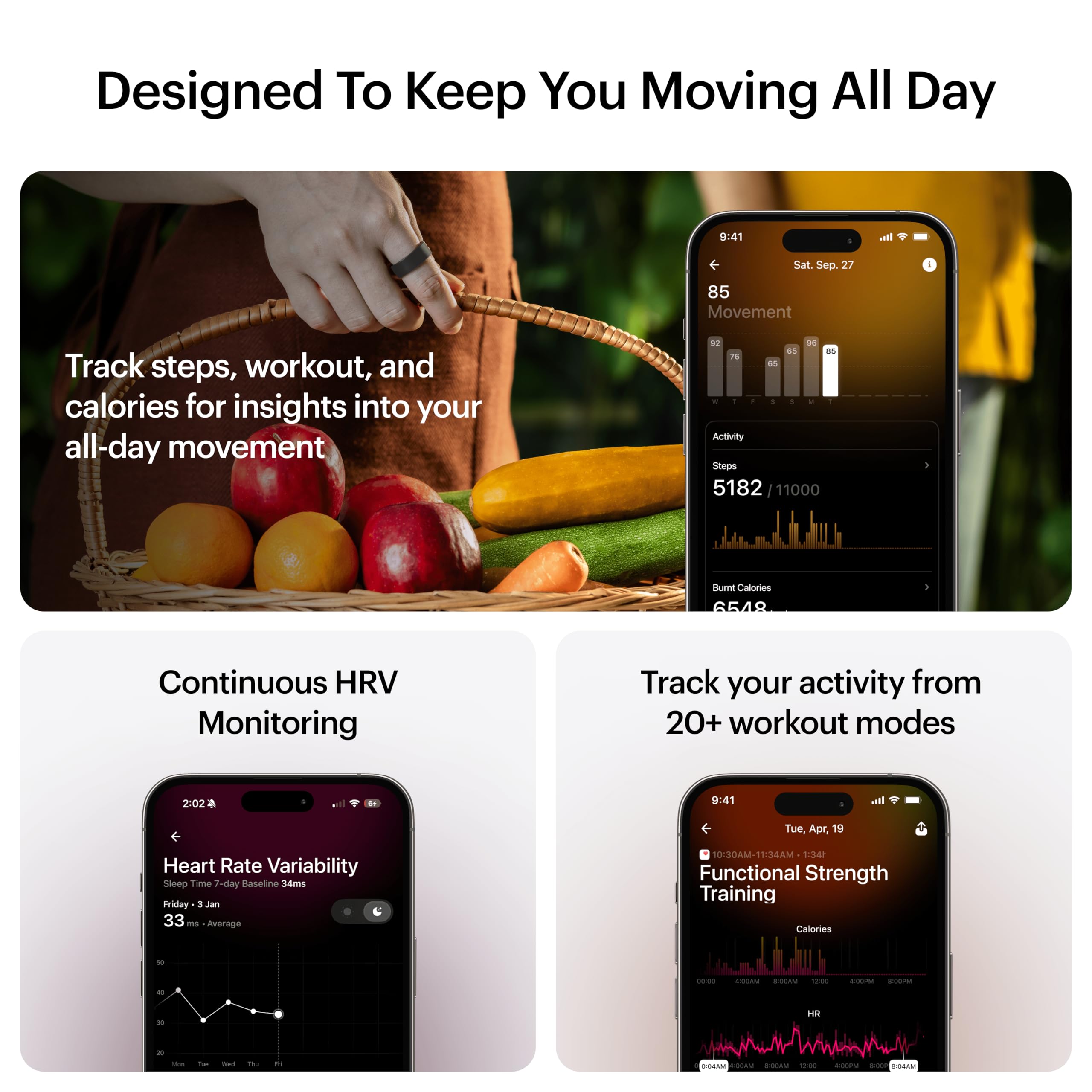 ULTRAHUMAN Ring AIR - Smart Ring for Sleep Tracking & Fitness Monitoring, Health Tracker for Women & Men (No Subscription Fee for Basic Features) - Perfect for Nighttime Sleep Analysis & Daily Activity Tracking
