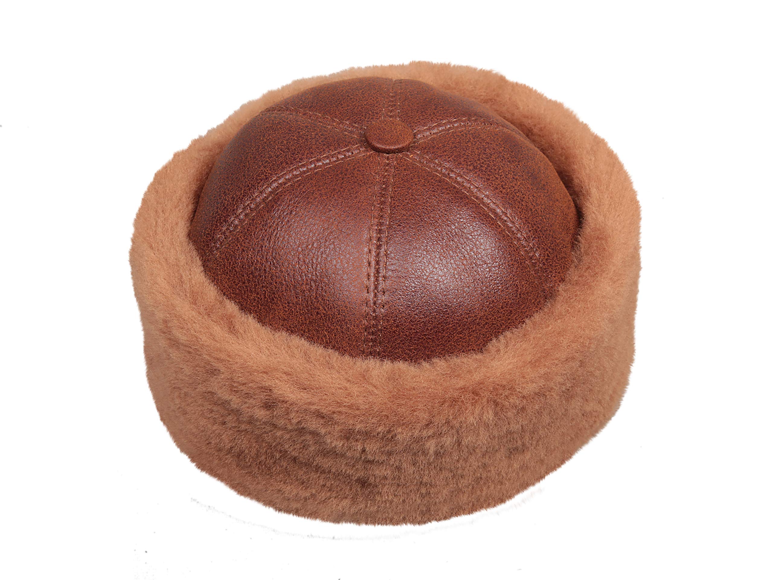 Unisex Shearling Sheepskin Winter Fur Beanie Hat - Warm & Cozy Fleece Lined Beanie for Men & Women - Perfect for Skiing, Snowboarding & Cold Weather Activities
