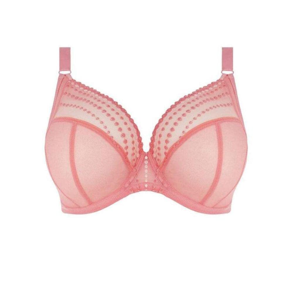 Elomi Women's Matilda Plunge Bra - DD+ Size, Sheer Mesh Cups with Side Support & Adjustable J-Hook for Racerback | Perfect for Everyday Comfort, Workout & Special Occasions