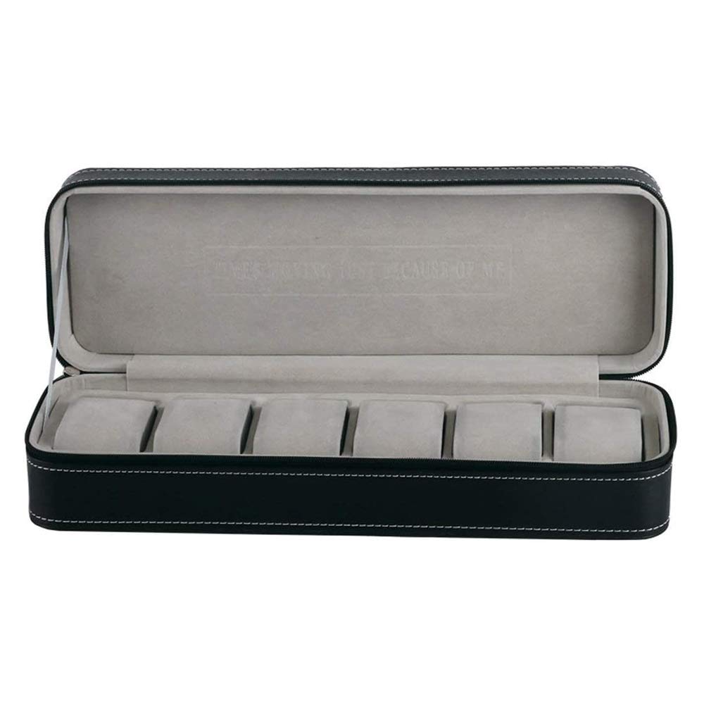 6 Slot Watch Box - Portable Travel Zipper Case for Watch Collectors & Jewelry Storage (Black) | Perfect for Travel, Home Display & Gift Giving