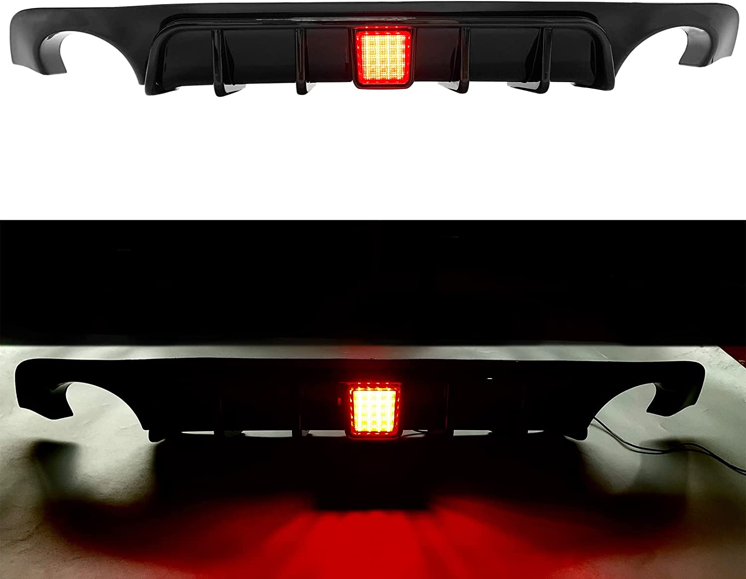 2018-2023 Infiniti Q50 Rear Bumper Lip Diffuser with LED Brake Light - ABS Plastic Body Kit for Sporty Style & Aerodynamics - Perfect for Car Enthusiasts & Street Racing