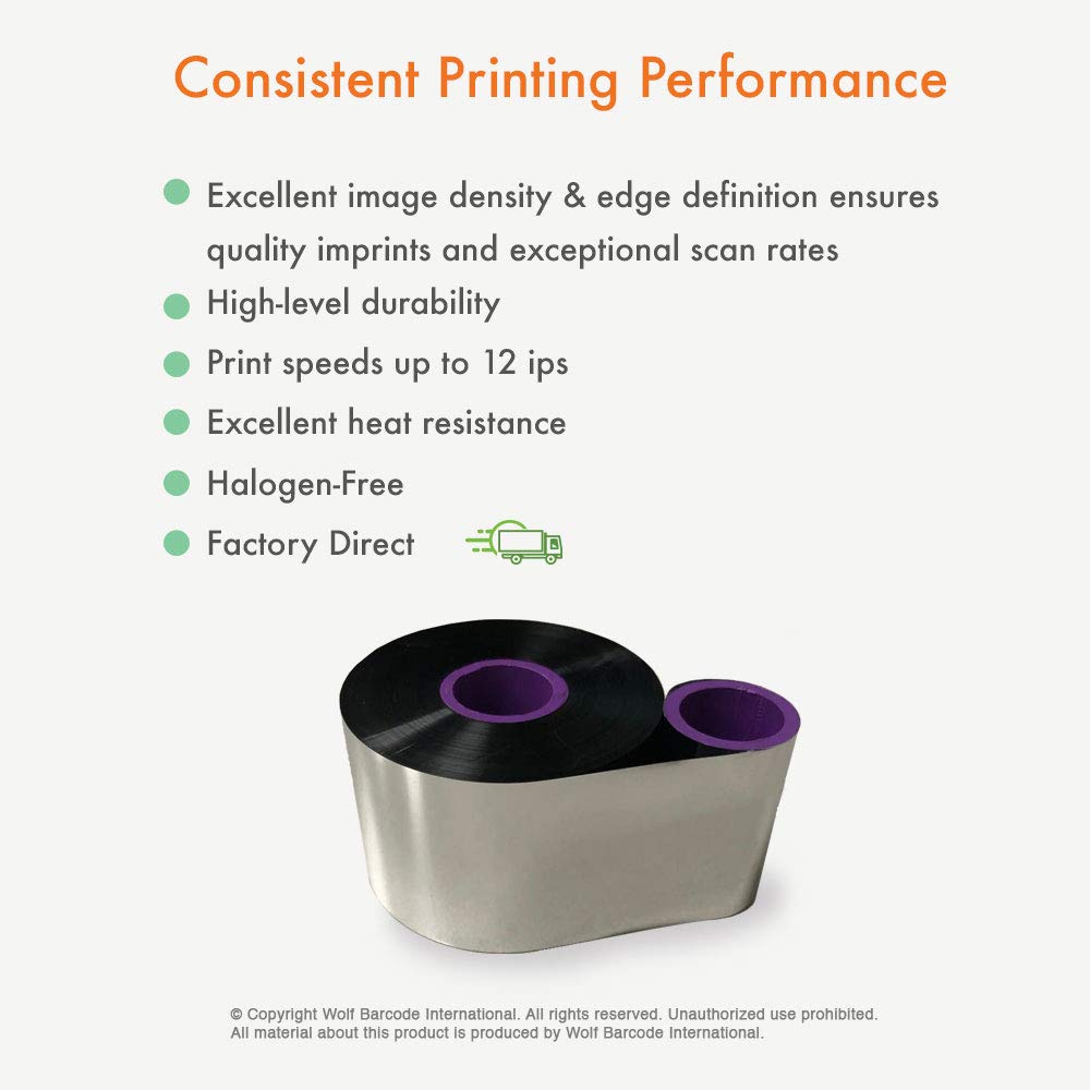 Premium 48 Rolls Wolfbarco Thermal Transfer Ribbon - 1.18