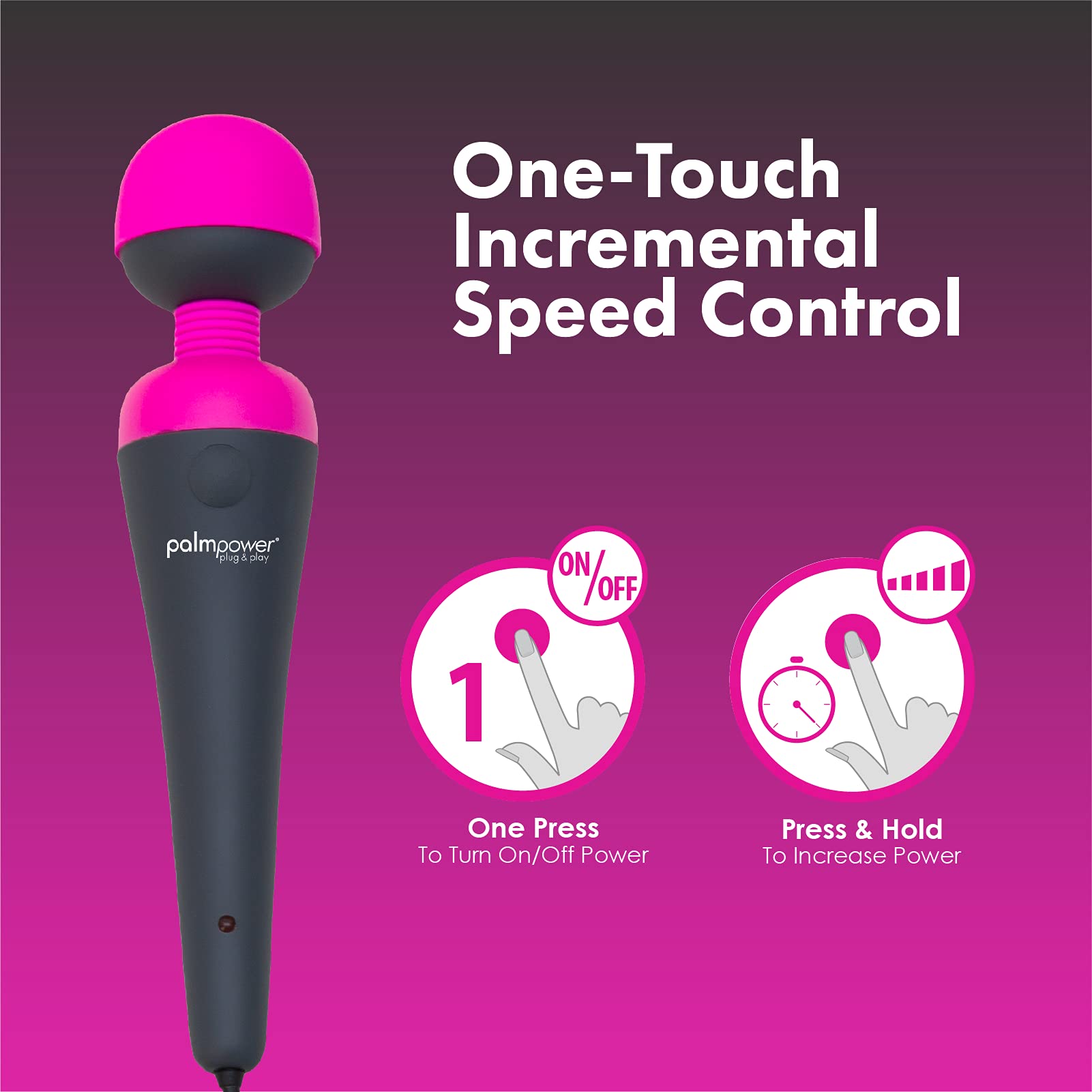 PalmPower Plug & Play Vibrator - Pink, One Size - Personal Massager for Relaxation & Intimate Pleasure at Home or Travel