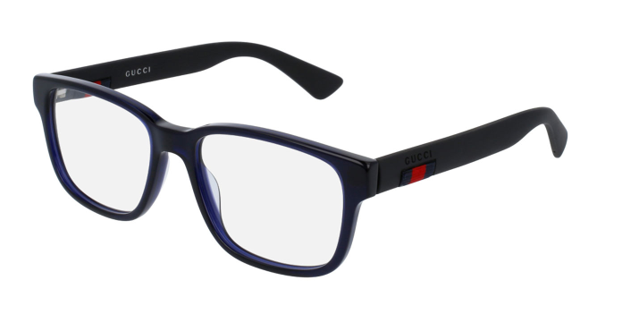 Gucci GG 0011O 004 Blue Black Transparent Square Unisex Eyeglasses - Stylish Designer Glasses for Men & Women - Perfect for Fashion, Work, and Everyday Wear