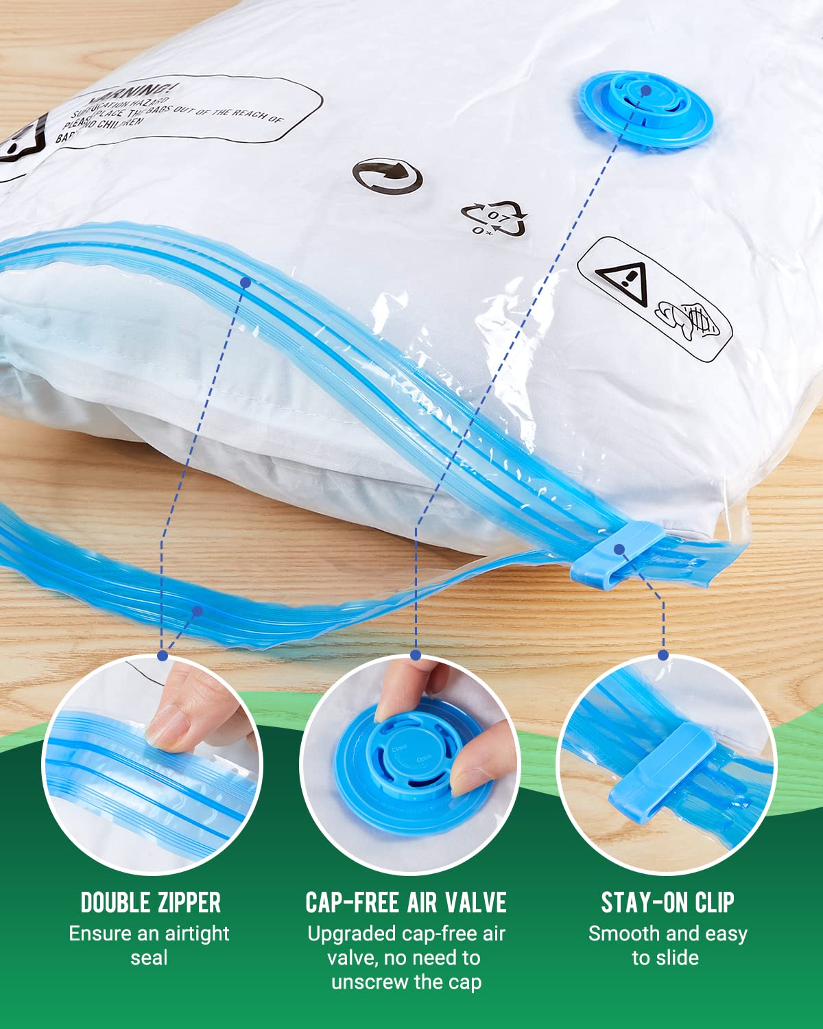 6 Pack Jumbo Vacuum Storage Bags (40