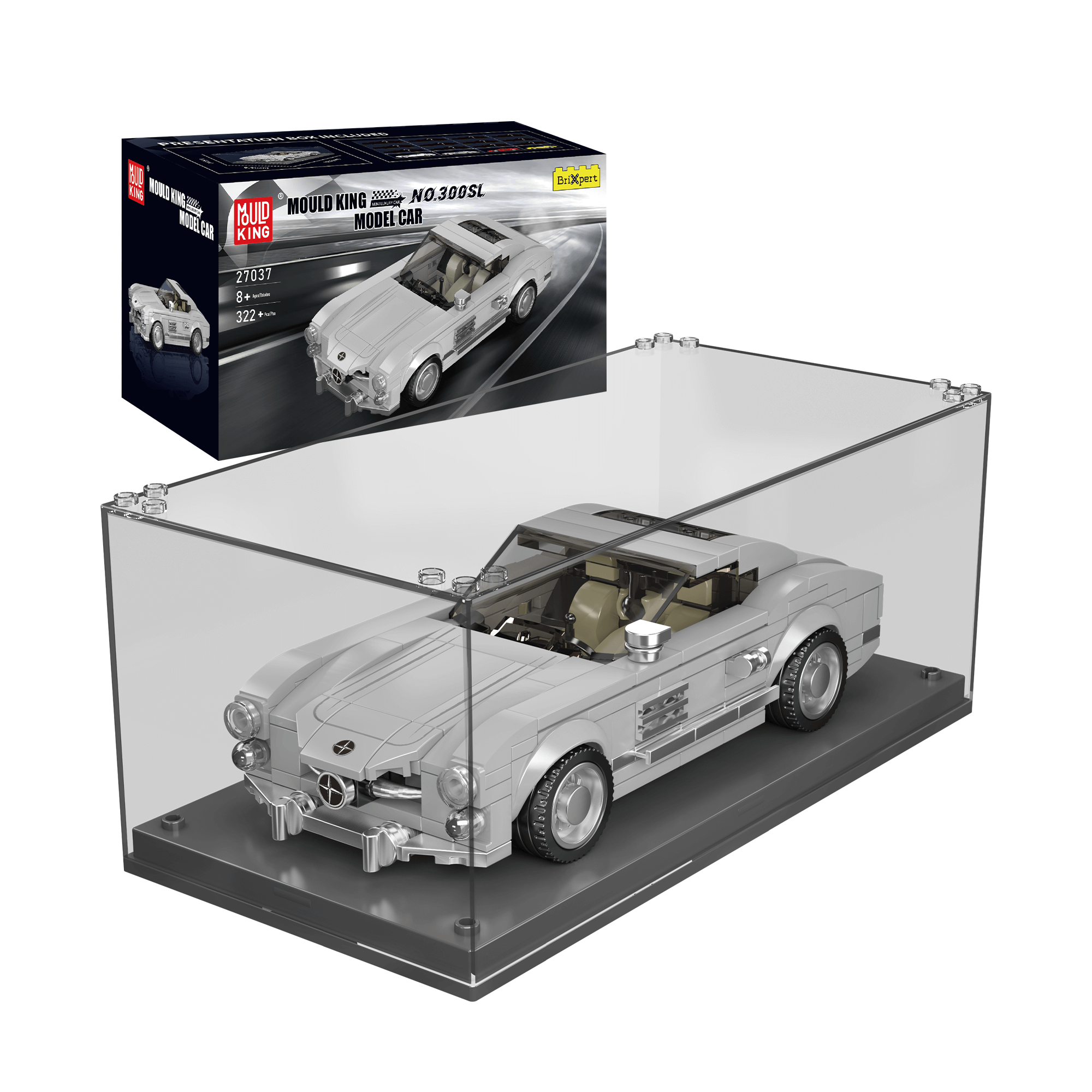 MOULD KING 27037 300SL Classic Car Model Building Kit - 322 PCS DIY Construction Toy for Adults & Kids | Perfect for Home Decoration, Gift Giving & STEM Learning Activities