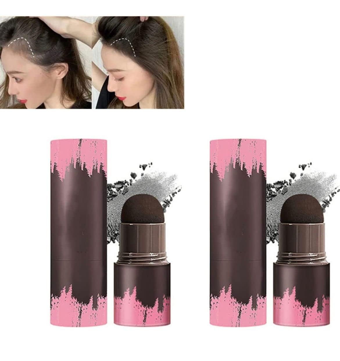 Glowhouse Shade Hairline Powder - Waterproof Hair Root Concealer & Quick Touch-Up Stick with Sponge Pen for Natural Hairline Shadow - Perfect for Daily Use, Travel, and Covering Gray Roots
