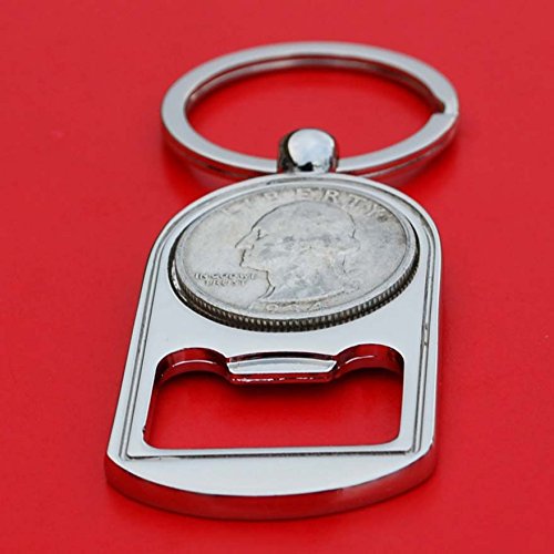 Vintage 1934 Washington Quarter 90% Silver Coin Keychain with Bottle Opener - Unique Collectible Gift for Coin Enthusiasts (Perfect for Key Rings, Gifts & Everyday Carry)