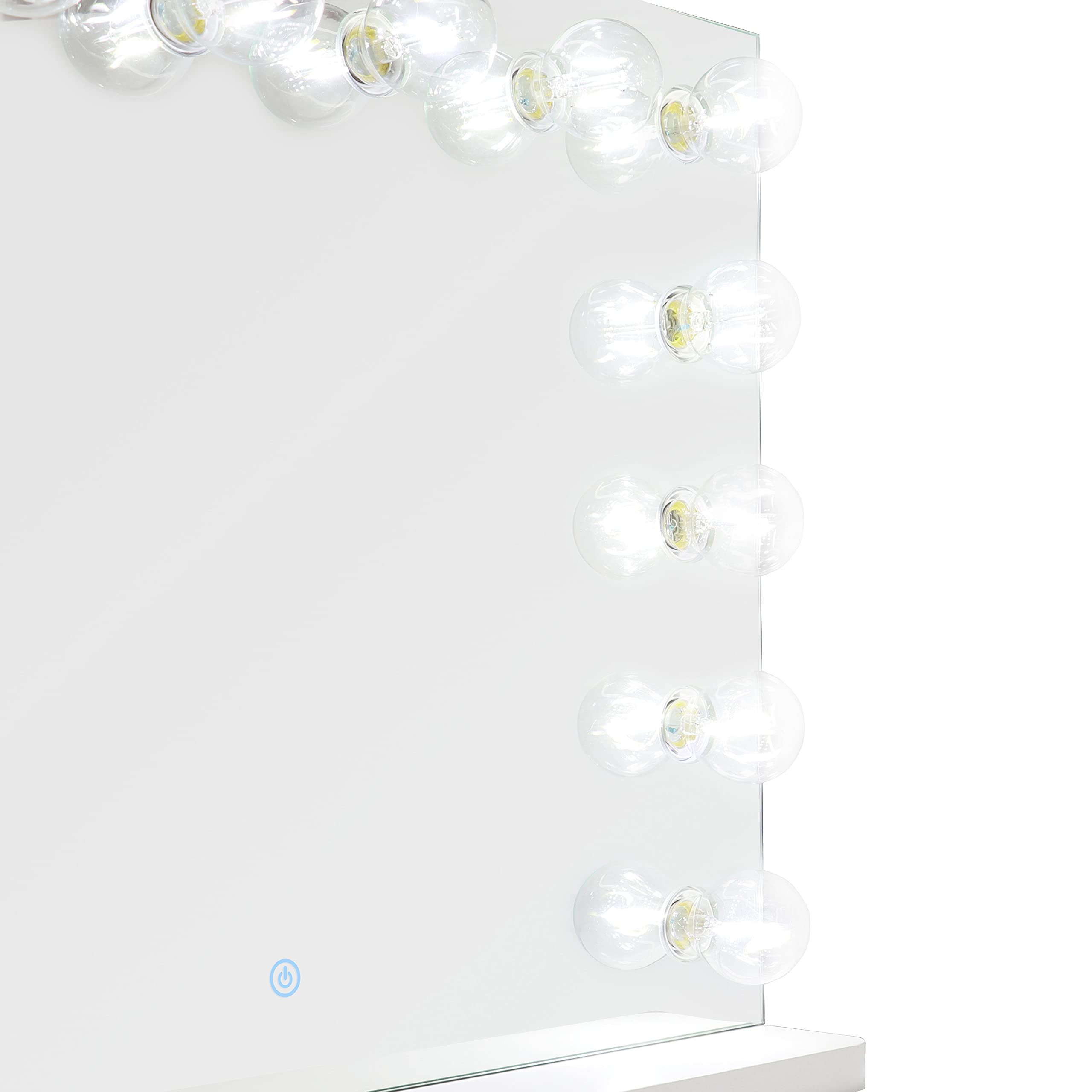 Tov Furniture Lola Square Vanity Mirror with LED Lights - Modern Dressing Table for Bedroom & Bathroom Makeup Station