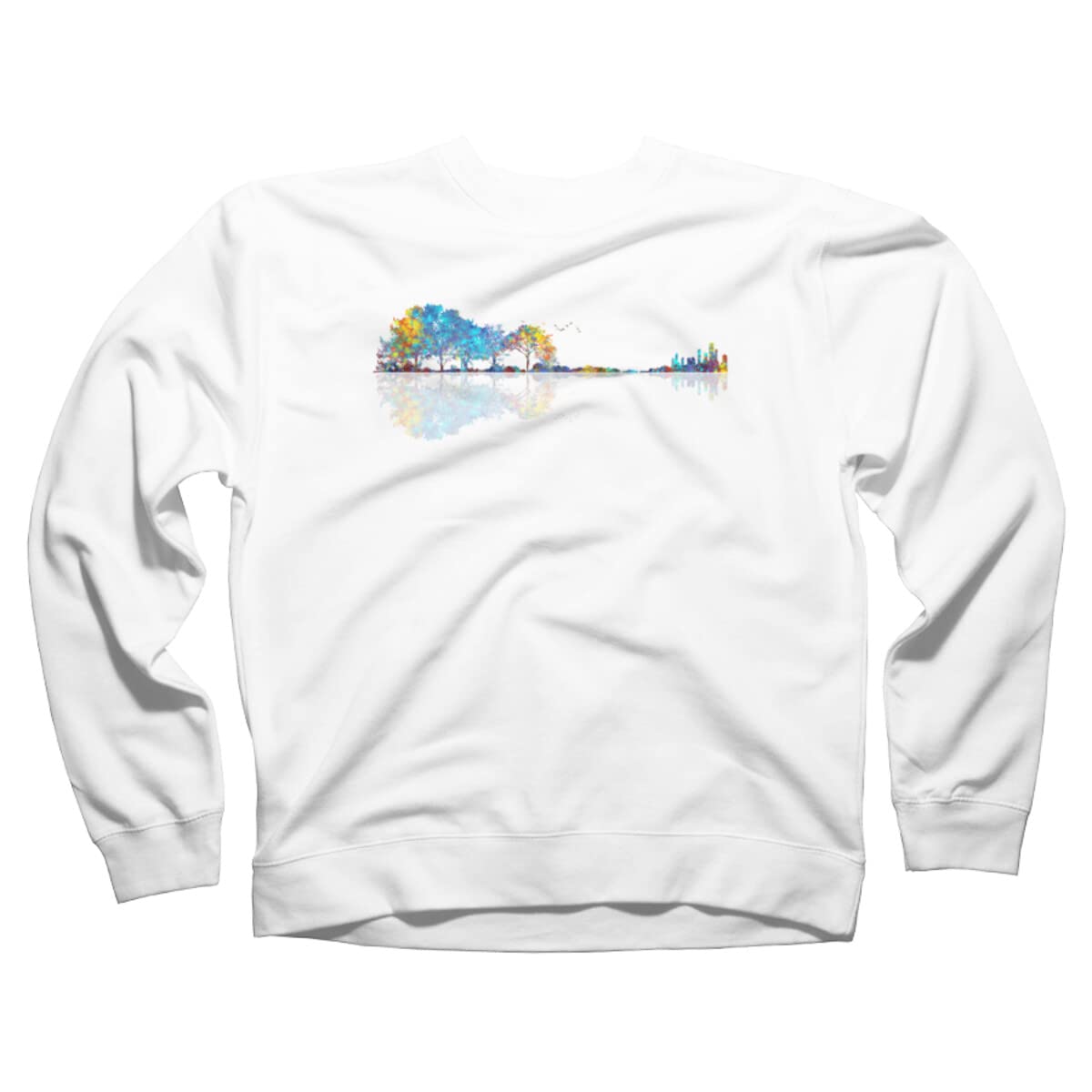 Design By Humans Unisex Nature Guitar Sweatshirt - Colorful Watercolor Art by Maryedenoa - Soft Cotton Pullover for Men & Women - Perfect for Music Lovers, Outdoor Activities & Casual Wear