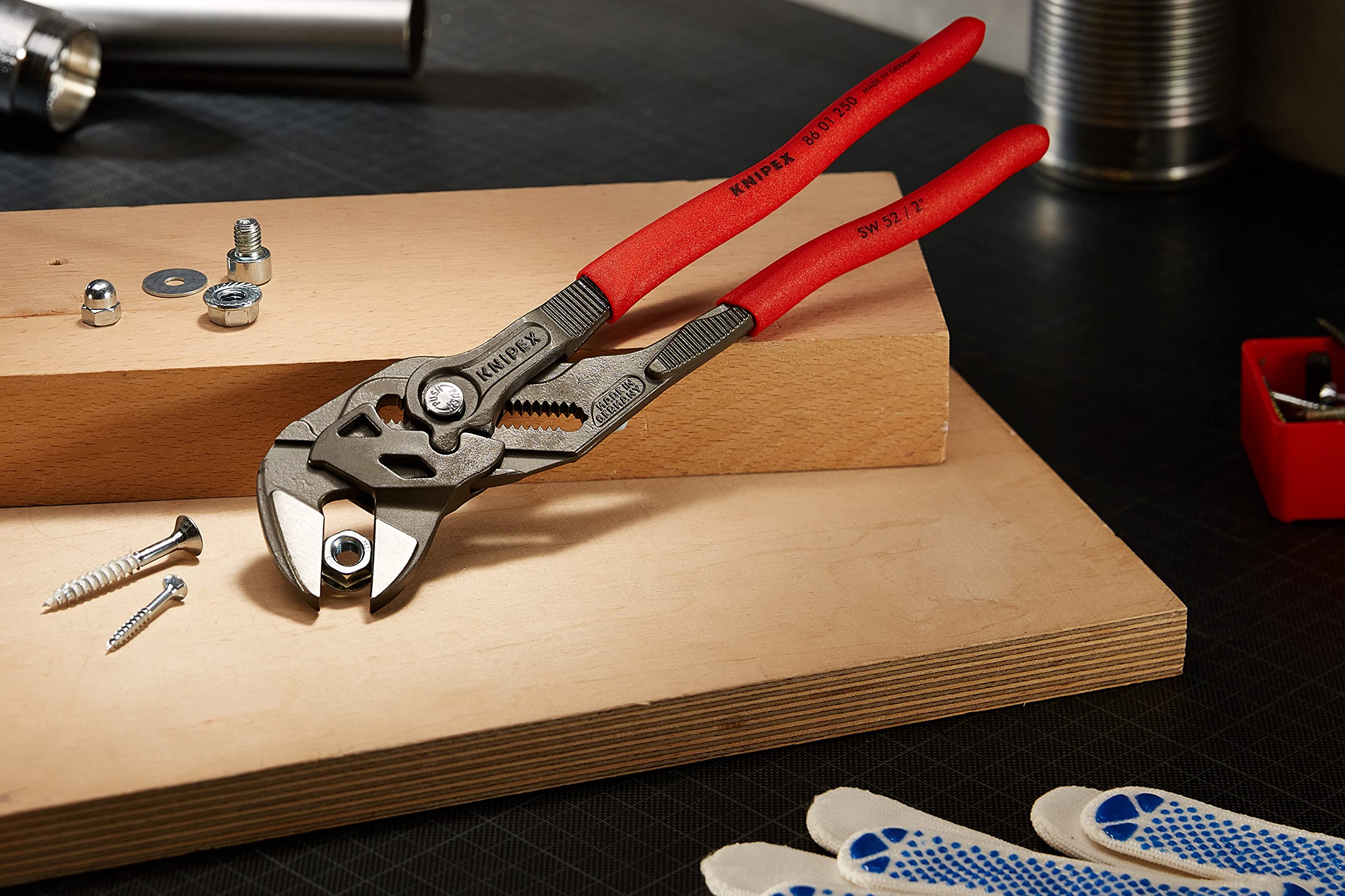 KNIPEX 10-Inch Pliers Wrench with Black Finish (8601250) - Professional Plumbing & DIY Tool for Pipe Fittings, Automotive Repair & Home Improvement