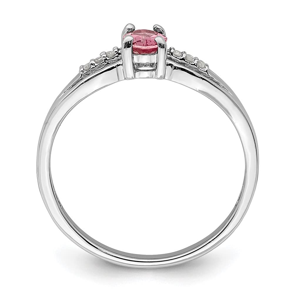 925 Sterling Silver Diamond & Pink Tourmaline Ring for Women - Elegant Fine Jewelry Gift for Her (Perfect for Anniversaries, Birthdays & Valentine's Day)