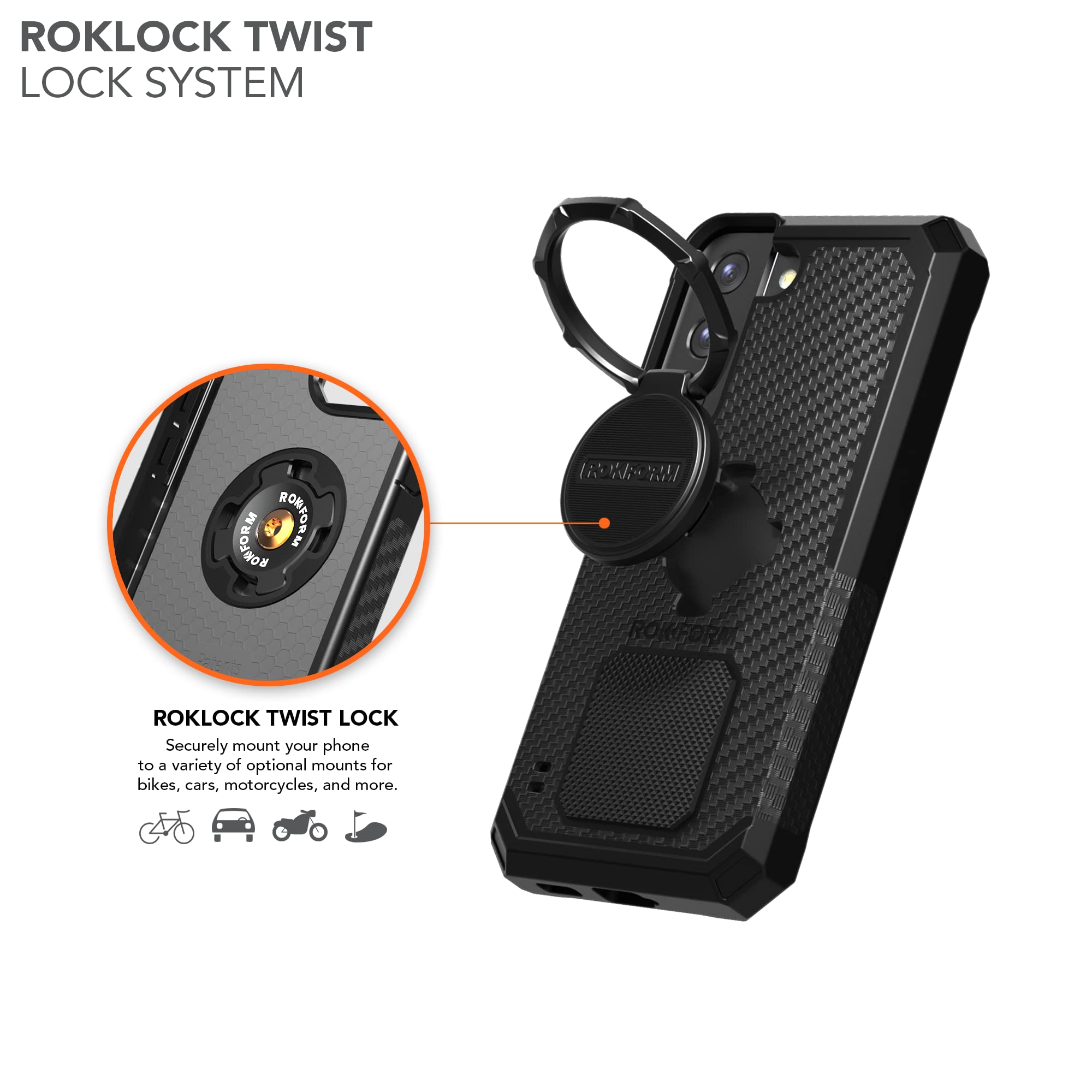 Rokform Galaxy S22 5G Rugged Case with Super Grip Car Vent Mount - Durable Protection for Driving, Commuting, and Outdoor Adventures