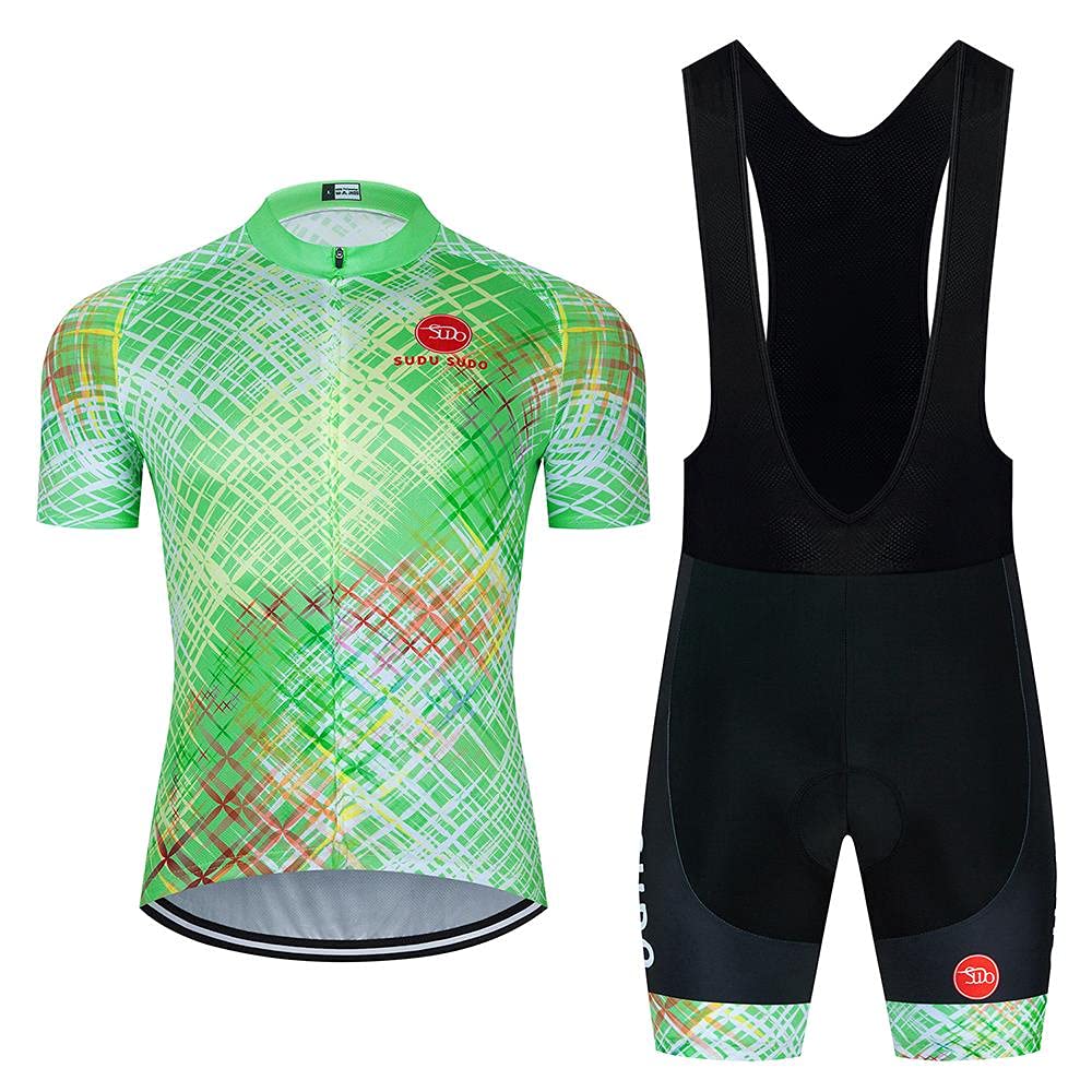 Men's Cycling Jersey & Bib Shorts Set - Breathable Short Sleeve Road Bike Clothing with 20D Padded Chamois - Perfect for Road Cycling, Training & Outdoor Sports