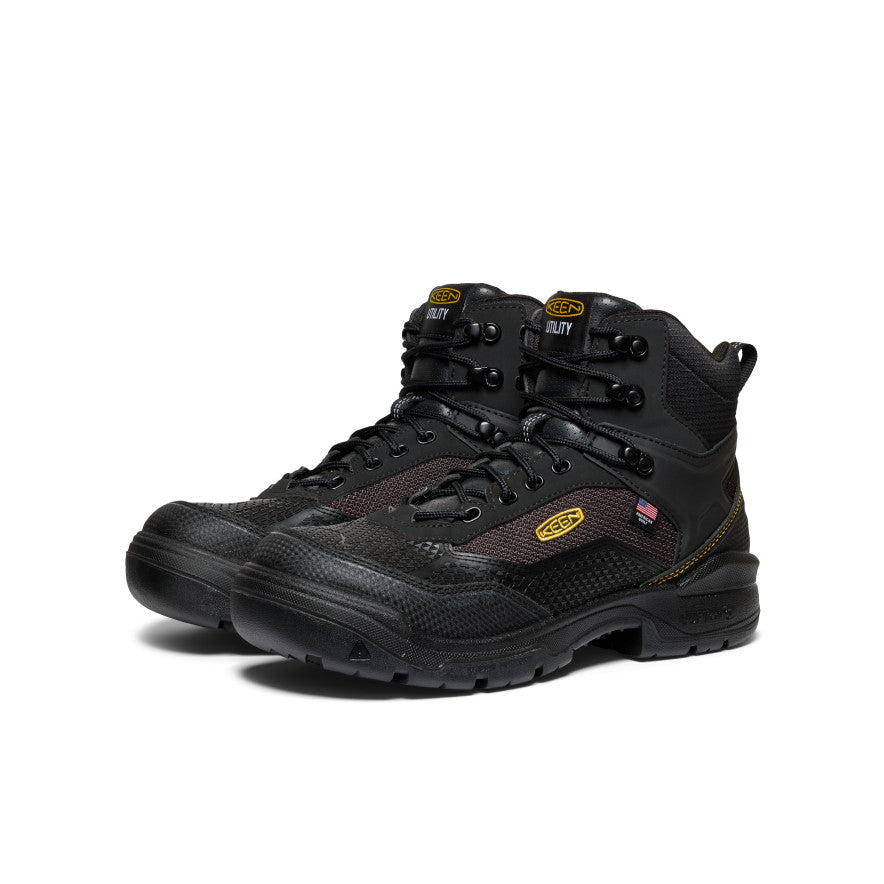 Men's Stronglite Waterproof Work Boots with Carbon Toe - Black/Black | Slip Resistant Safety Shoes for Construction, Hiking & Outdoor Work