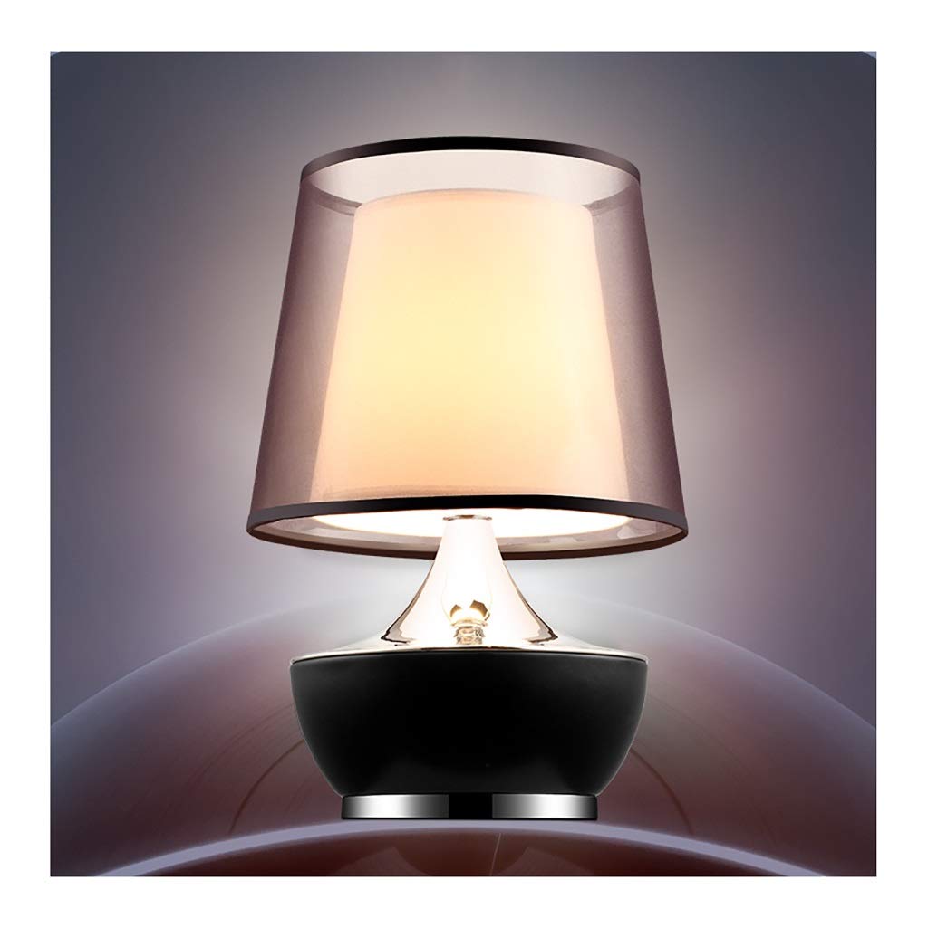 Premium LED Table Lamp with Double Fabric Shade - Metal Base Wrapped in Leather for Bedroom, Office & Living Room - Durable Beige Desk Lamp (Size L) - Perfect for Reading, Working & Ambient Lighting