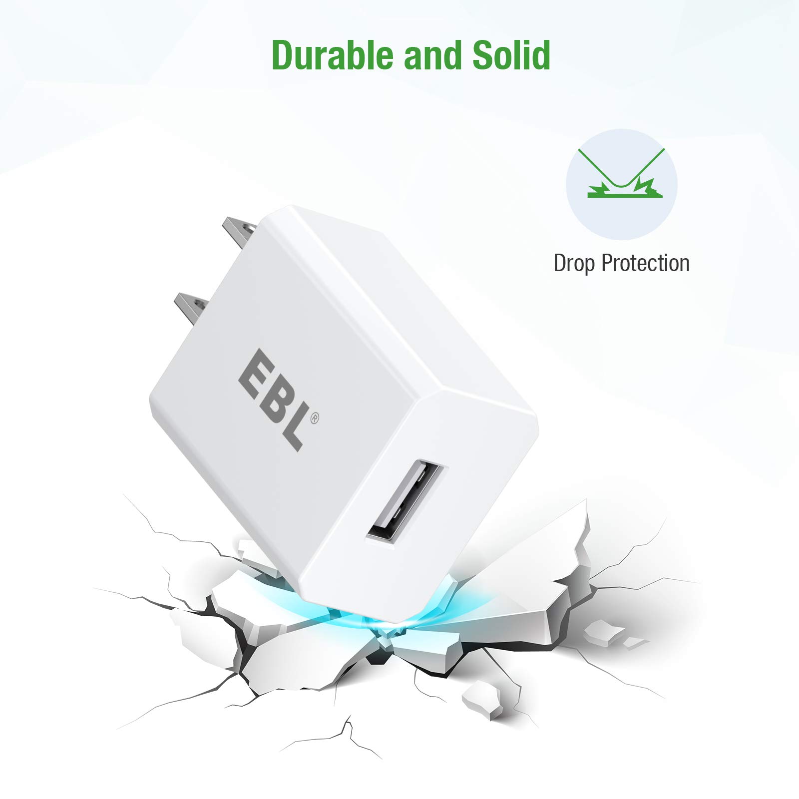 EBL USB Wall Charger 5V 2.1A Fast Charging Adapter - Compatible with EBL C9008, C9010N, 6828, FY-408, FY-409, 6201 Power Banks - Perfect for Home, Office & Travel Charging Needs