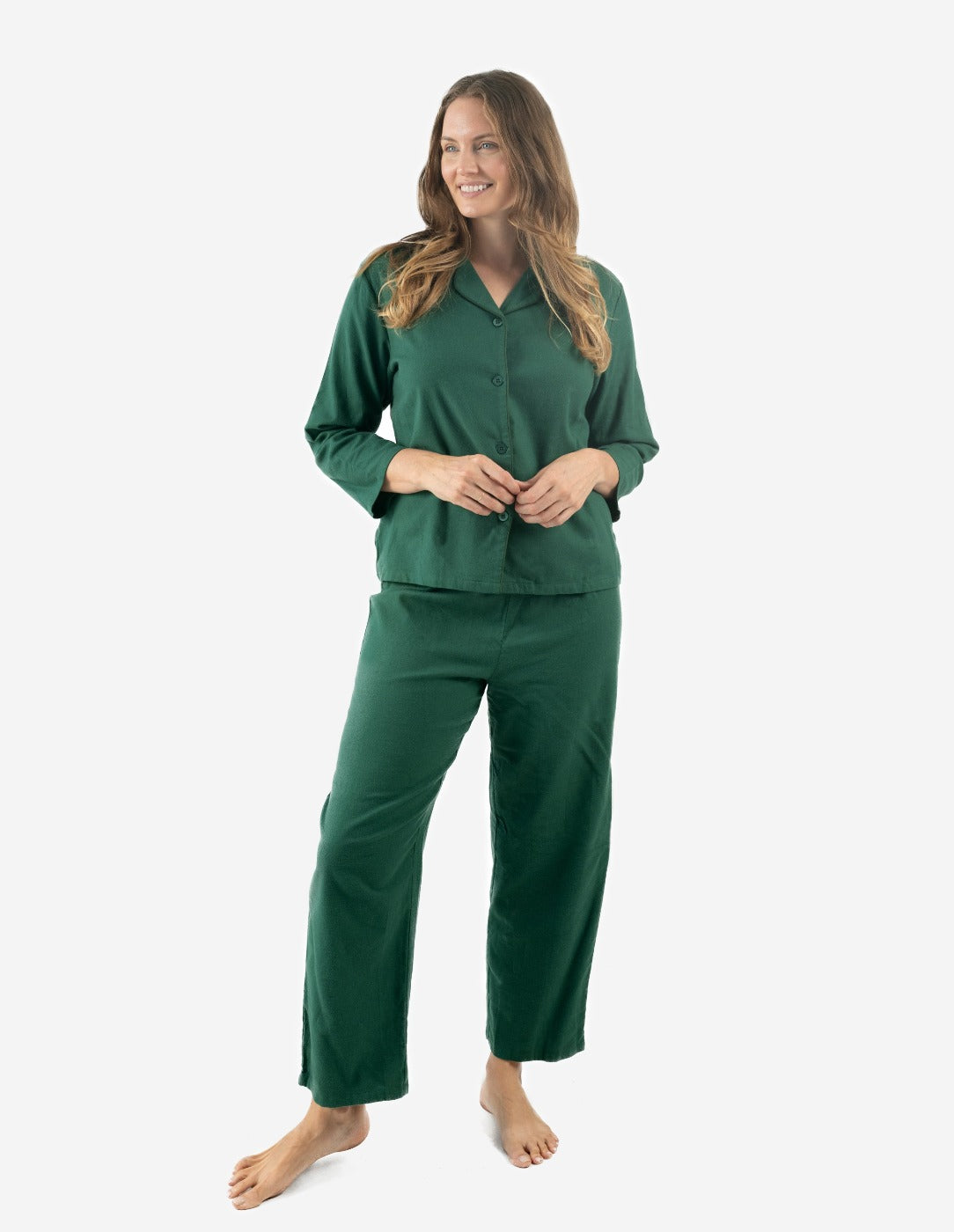 Cozy Women's Solid Color Flannel Pajama Set - Soft Winter Sleepwear for Women - Perfect for Lounging, Sleeping & Cold Weather Comfort