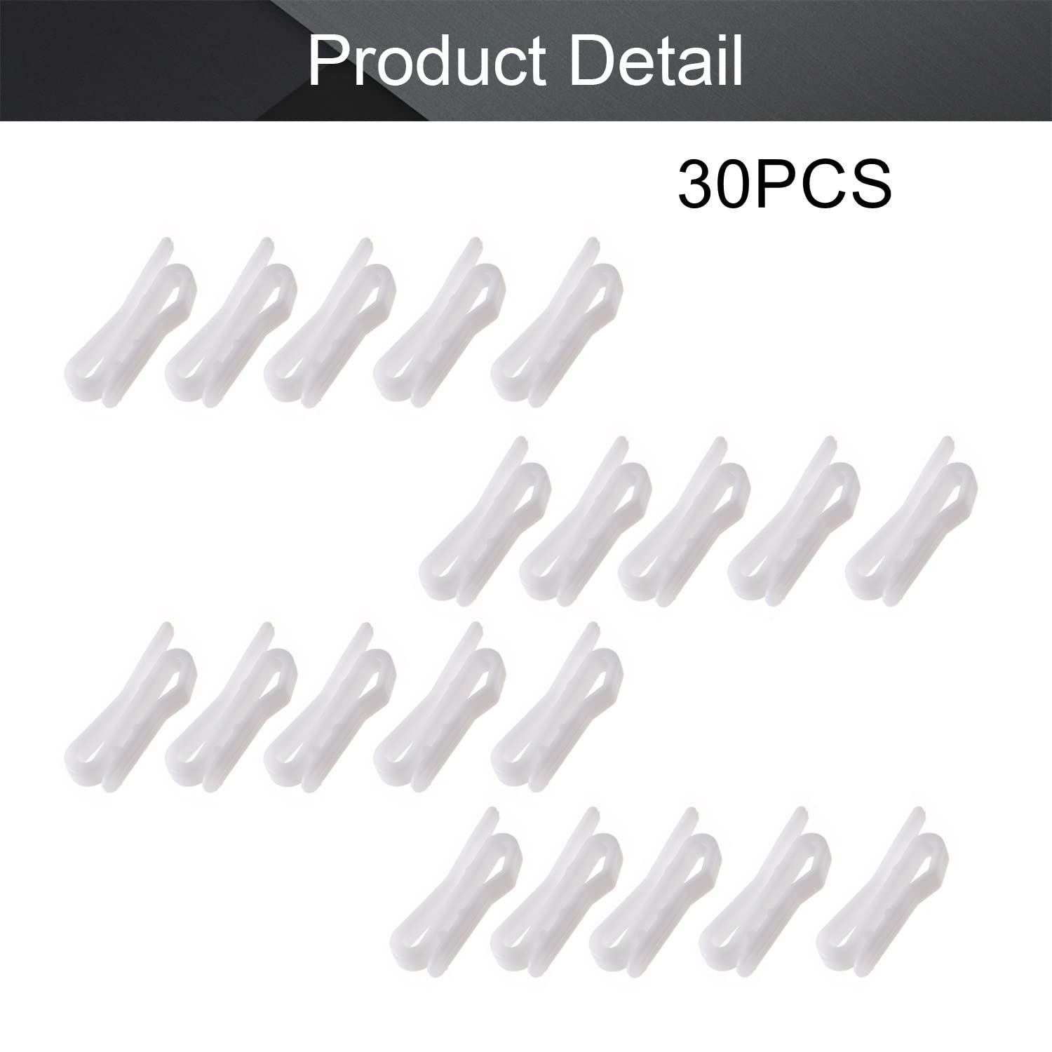 MroMax 30PCS White Plastic Pin-On Drapery Hooks 1.34