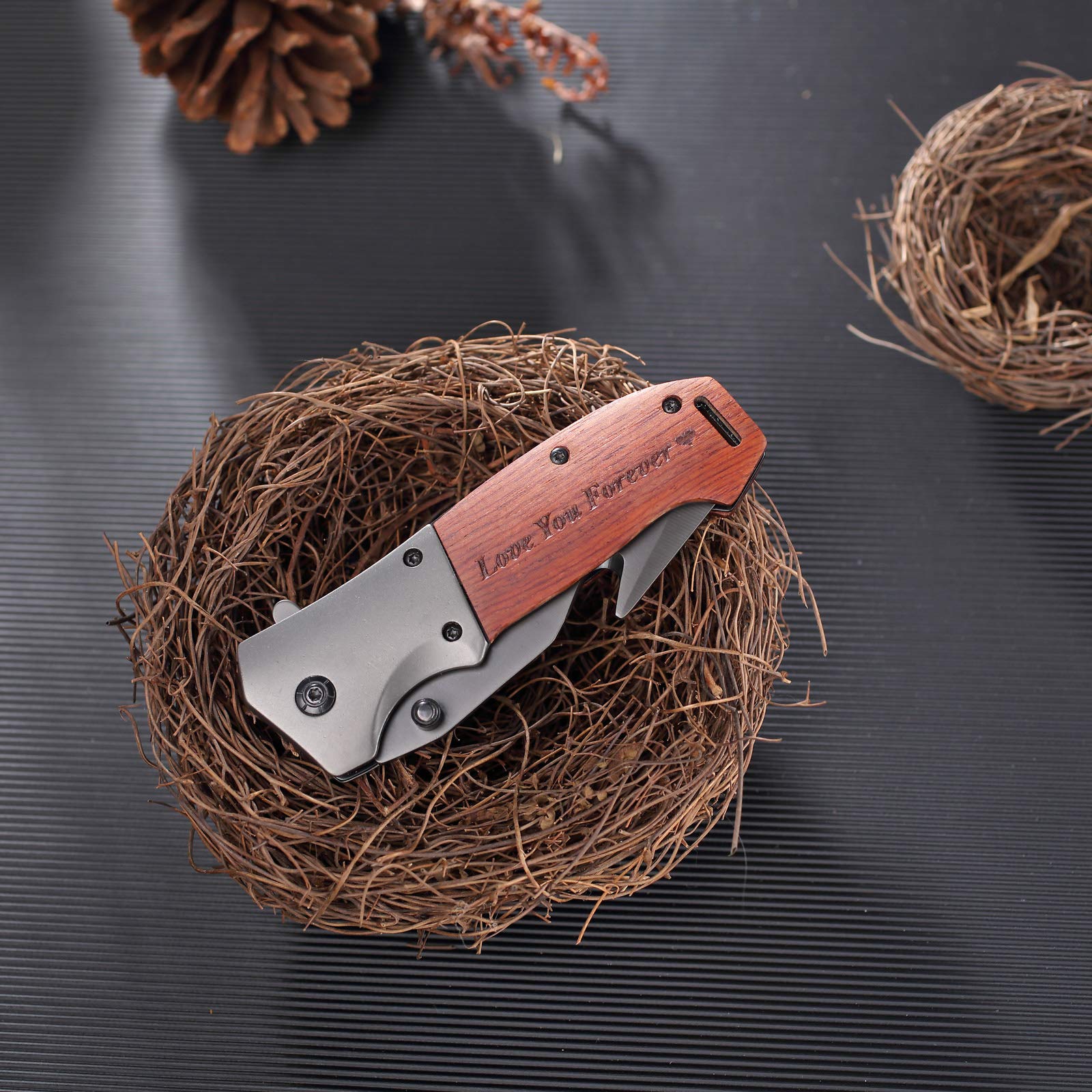 Fodiyaer Best Dad Ever Engraved Tactical Pocket Knife - Personalized Gift for Father's Day, Birthday, Christmas & Graduation - Durable EDC Knife for Outdoor, Camping & Everyday Carry