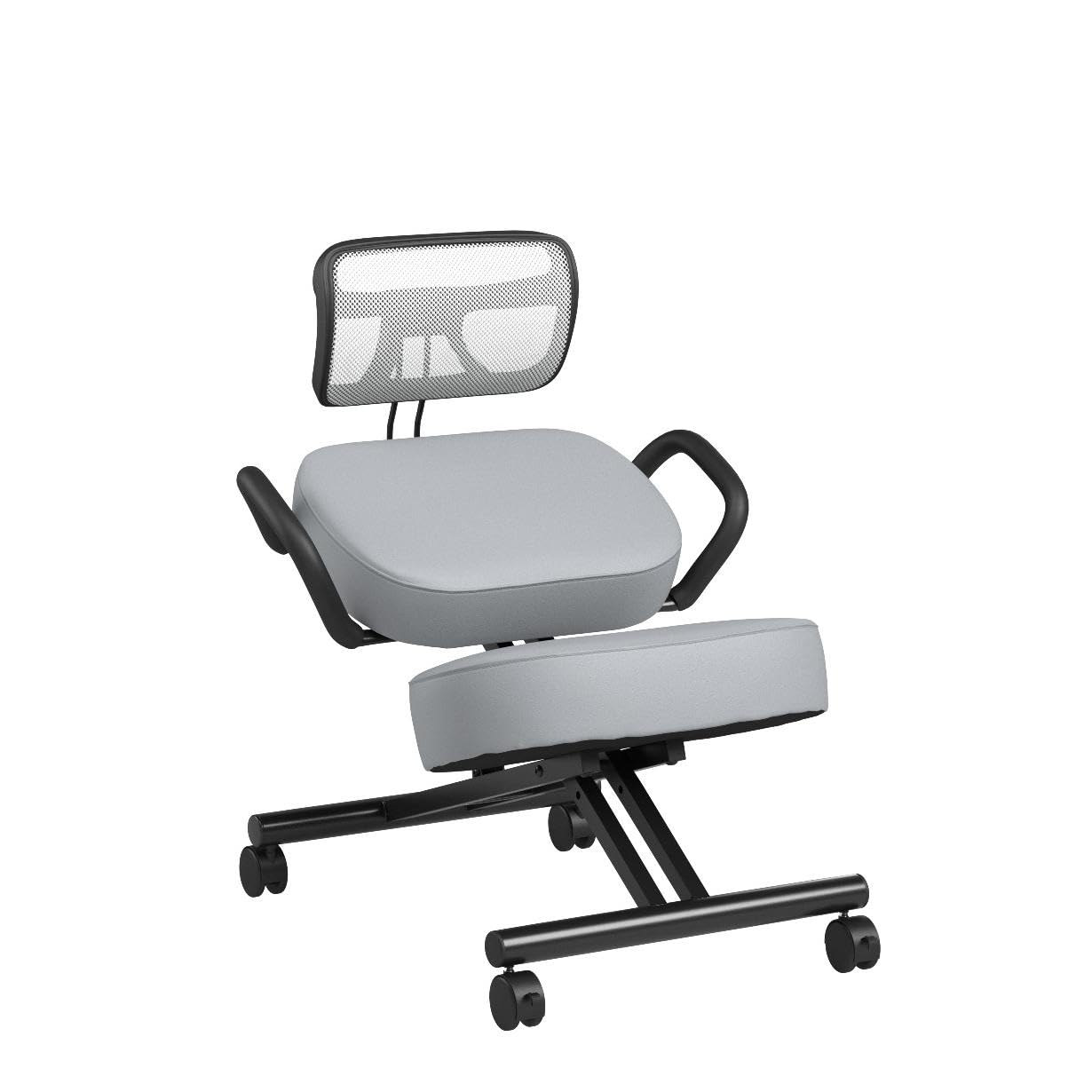 Ergonomic Kneeling Chair with Back Support - Adjustable Stool for Home & Office - Posture Correcting Angled Seat - Thick Comfortable Cushions - Gray (DN-CH-K02G) - Perfect for Meditation, Yoga & Long Work Sessions