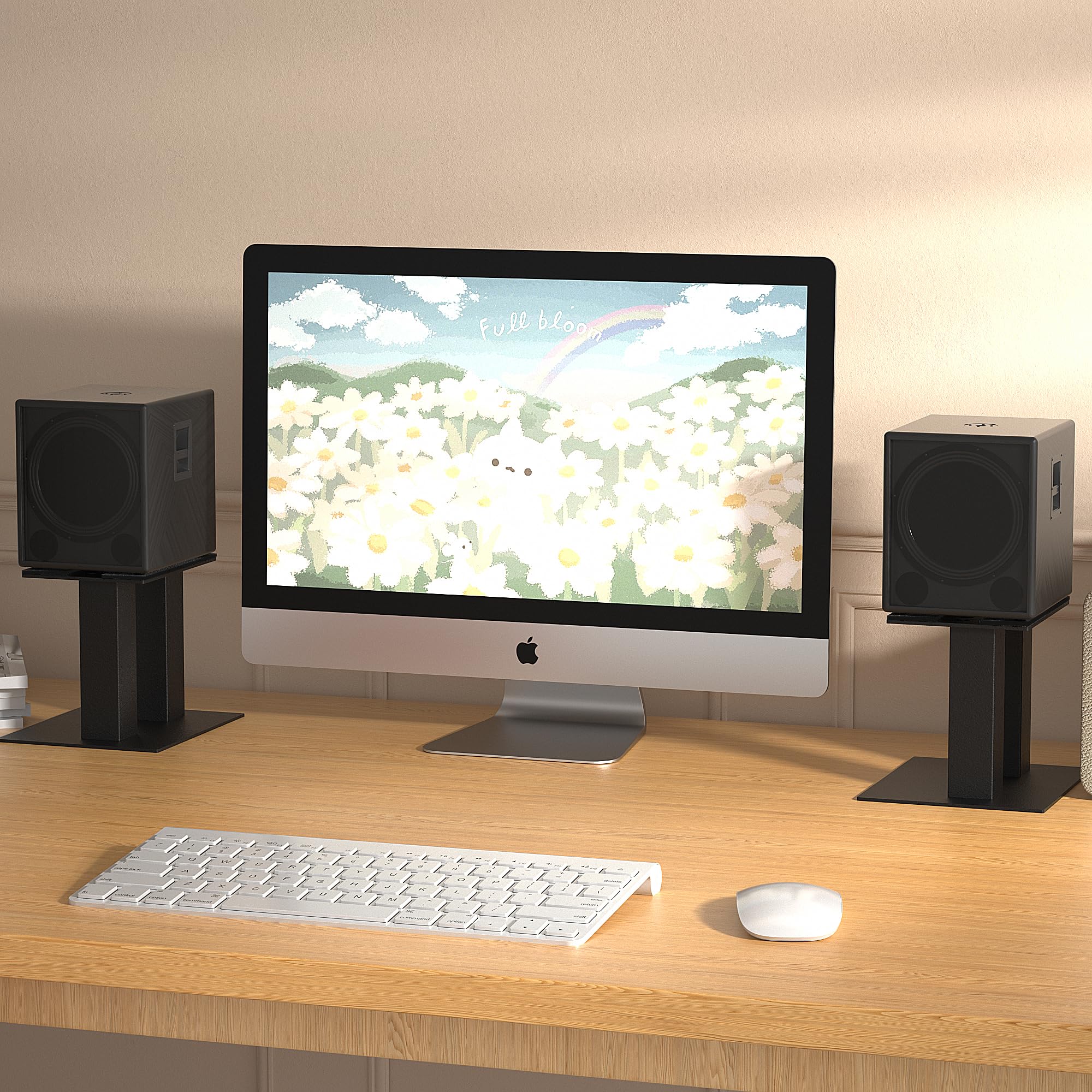 IBVIVIC 1 Pair Metal Speaker Stands with Vibration Absorption Pads - Adjustable Desk Feet for Small Speakers & Bookshelf Speakers - Perfect for Home Office, Gaming Setup, and Audio Workstations