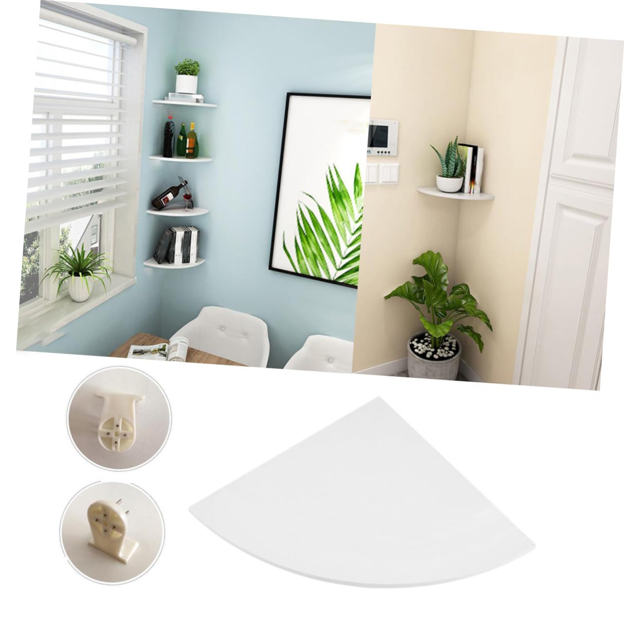 Triangle Corner Shelf - Wall Mounted Fan Shaped Storage Rack for Bathroom, Kitchen, Living Room - Space Saving Organizer for Books, Plants & Decor